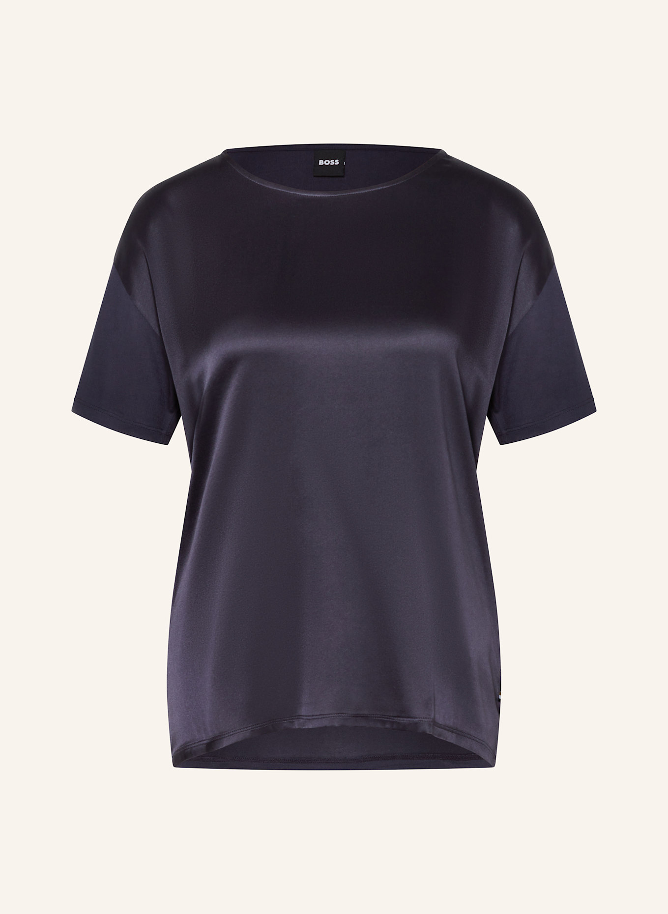 BOSS Shirt blouse ESANDY in mixed materials with silk: DARK BLUE