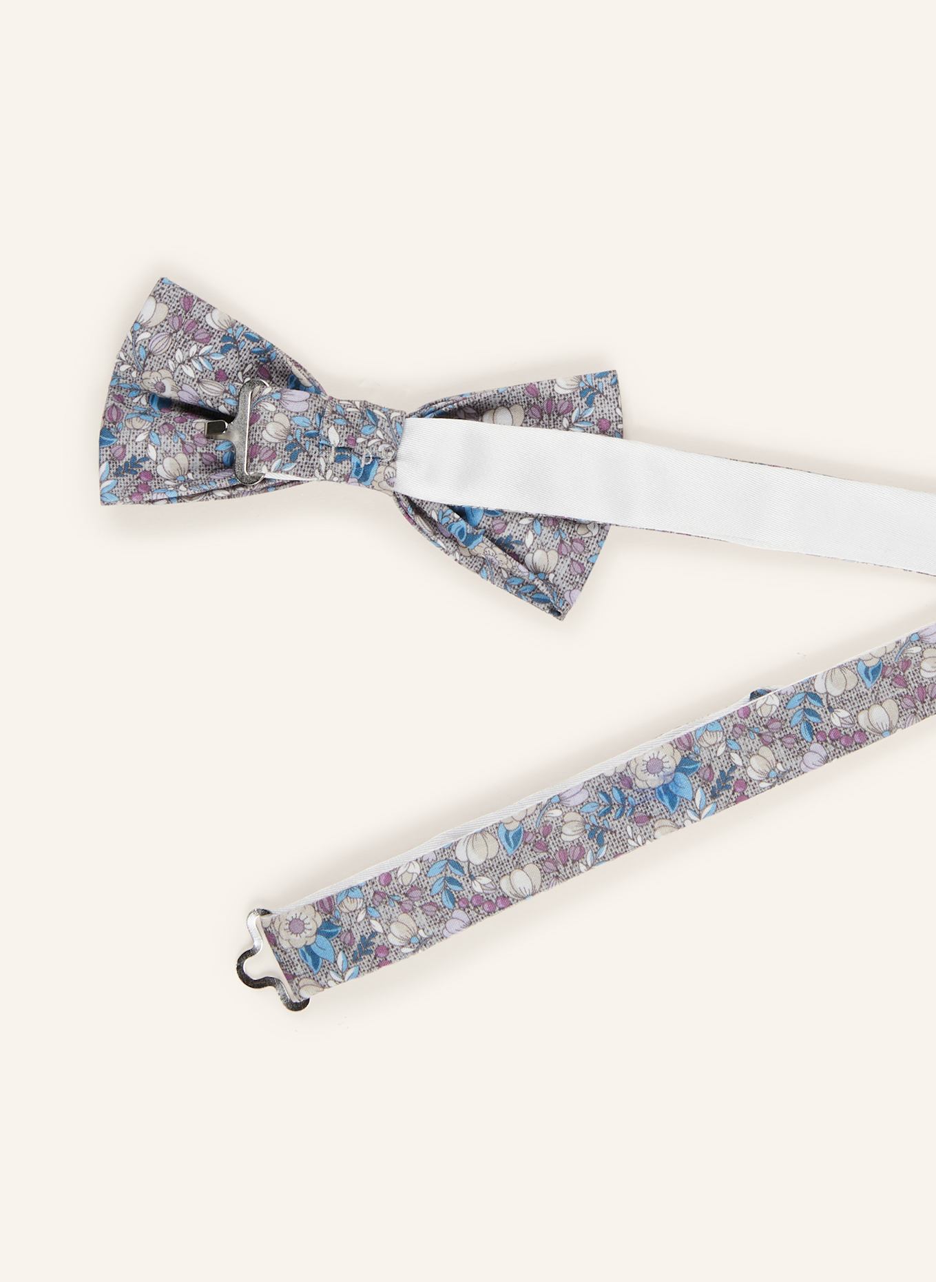 PAUL Set: Fliege und Einstecktuch: HELLGRAU / BLAU / LILA