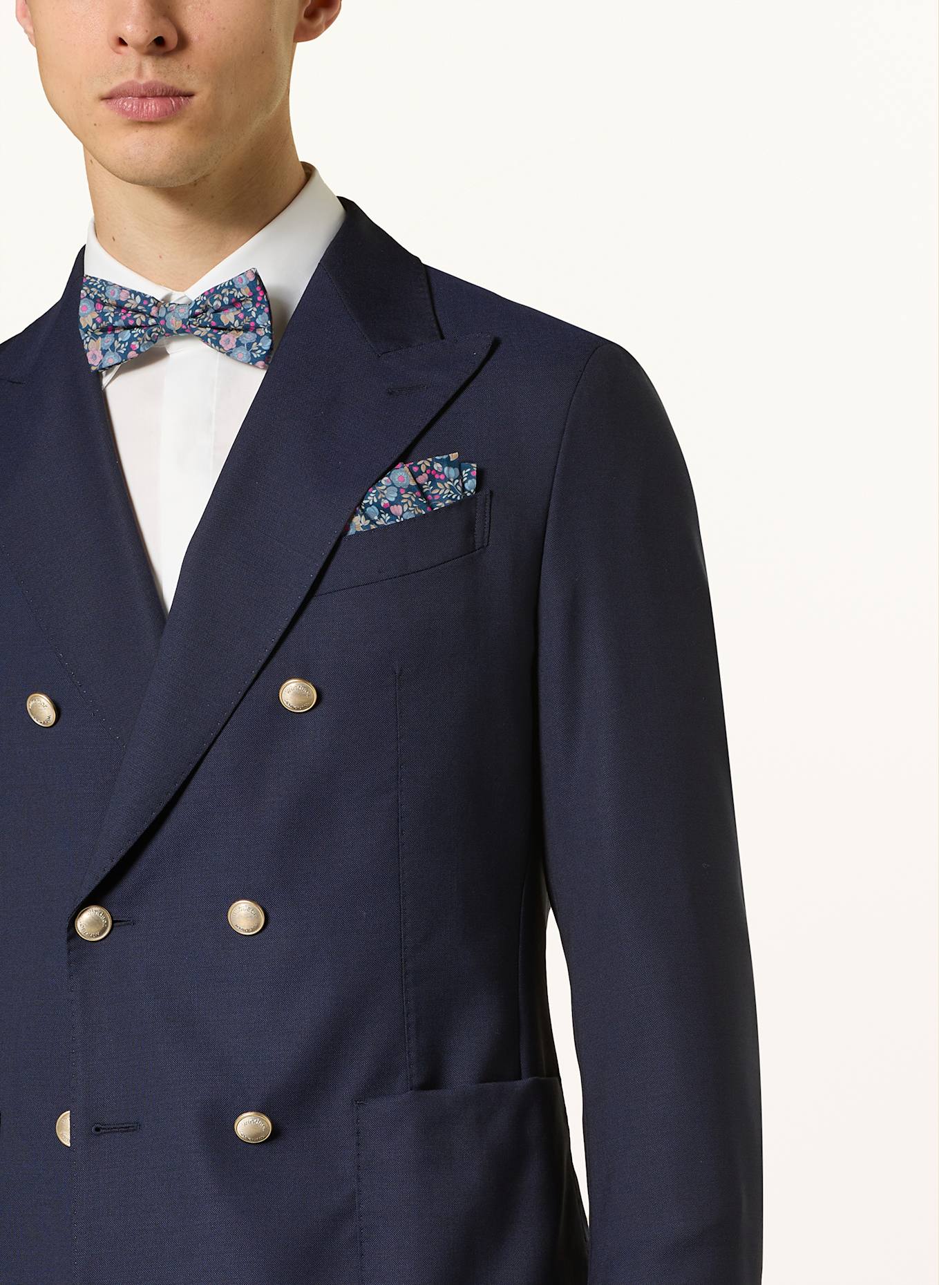 PAUL Set: Fliege und Einstecktuch: DUNKELBLAU / ROSA