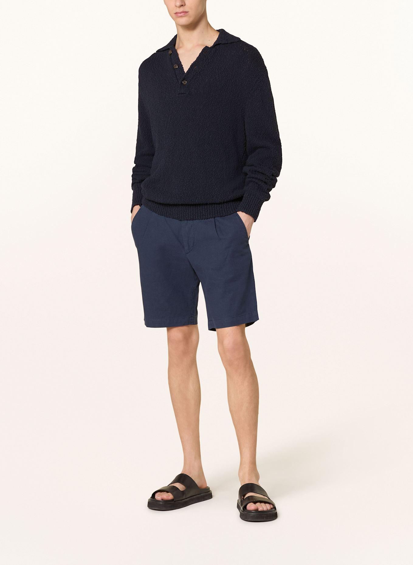 PAUL Shorts Comfort Fit mit Leinen: DUNKELBLAU