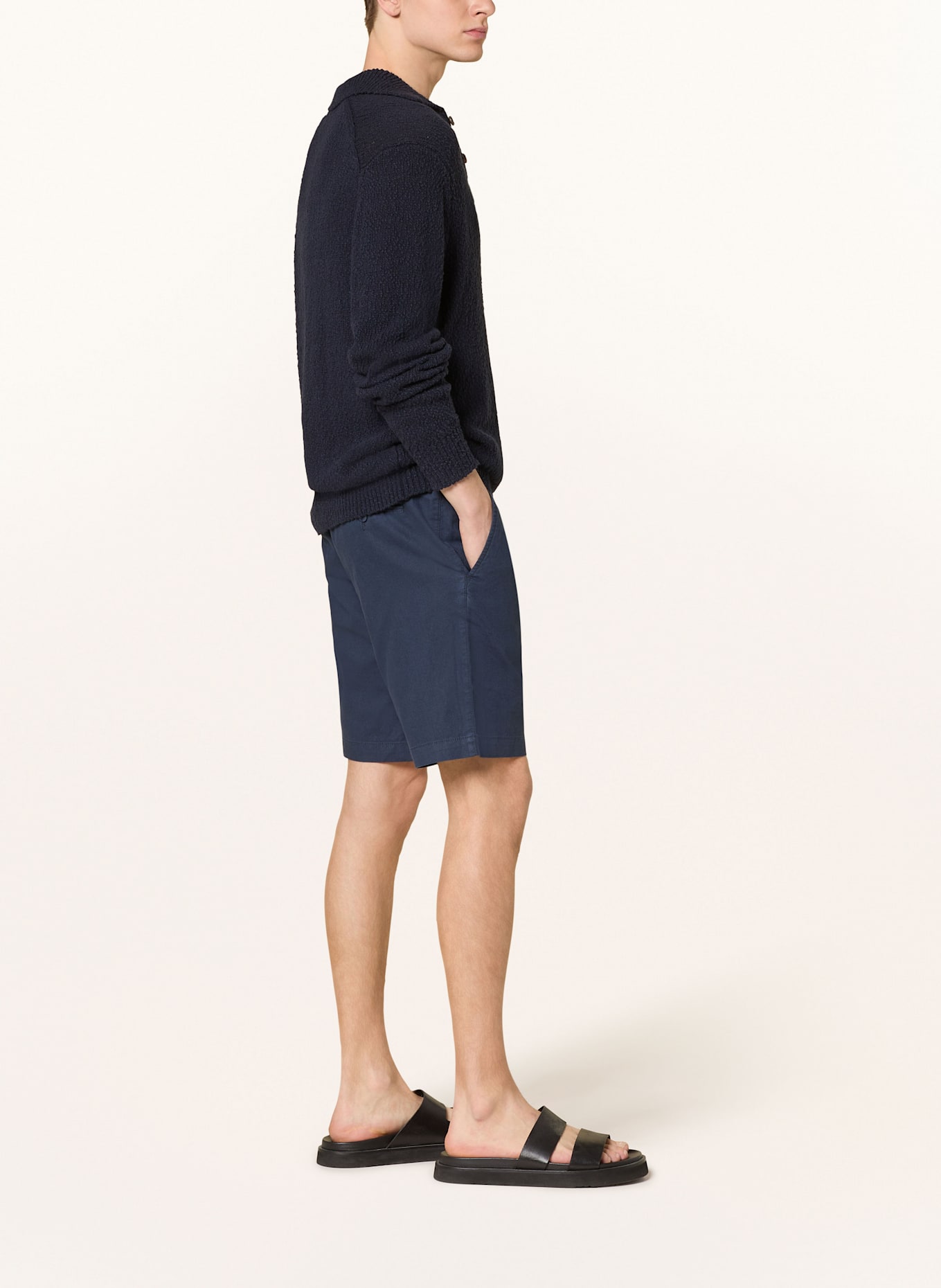 PAUL Shorts Comfort Fit mit Leinen: DUNKELBLAU