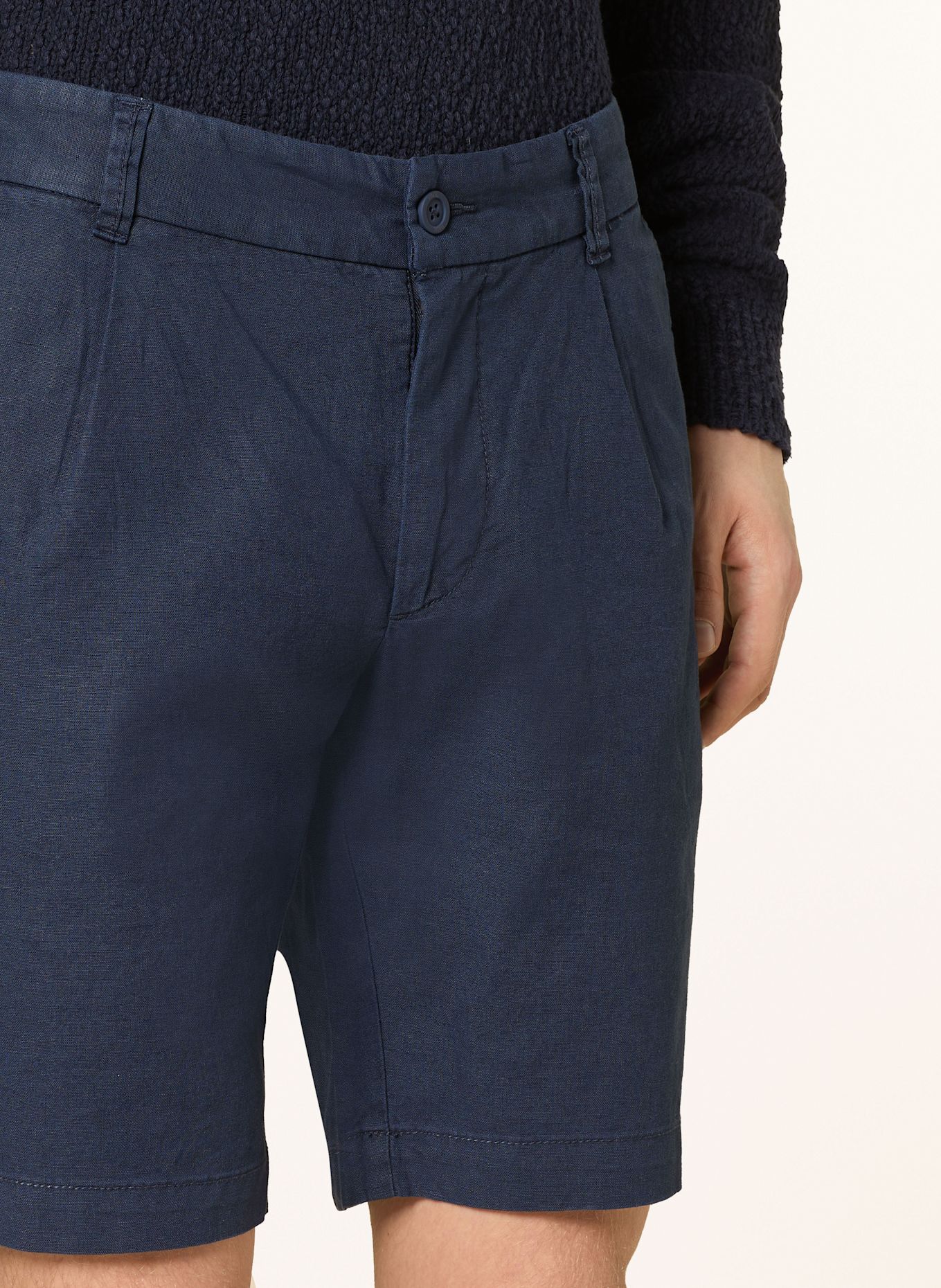 PAUL Shorts Comfort Fit mit Leinen: DUNKELBLAU