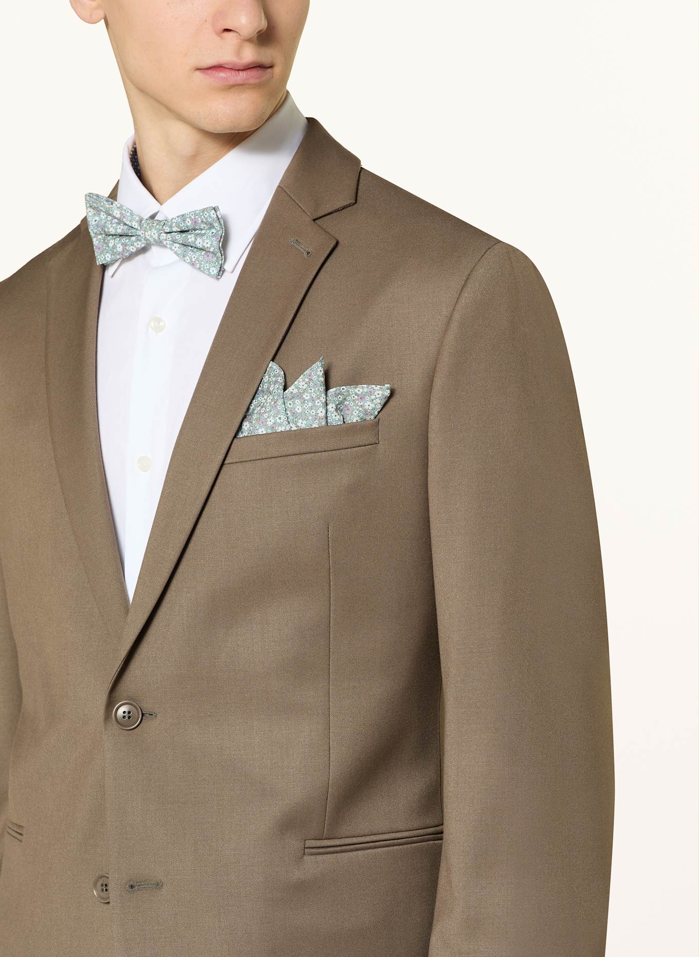 PAUL Set: Fliege und Einstecktuch: MINT / WEISS / LILA