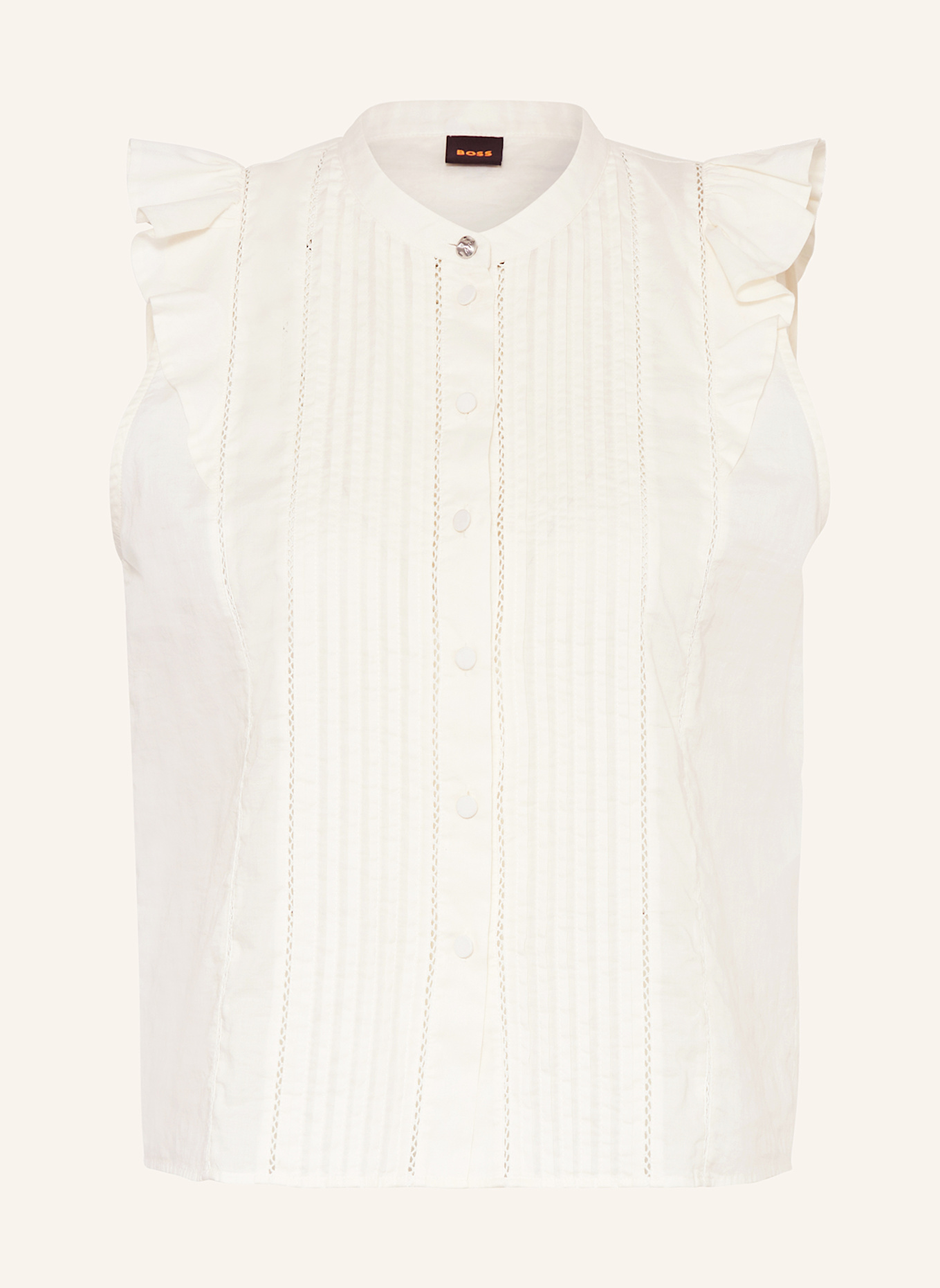 BOSS BANTIANA blouse top with ruffles: WHITE