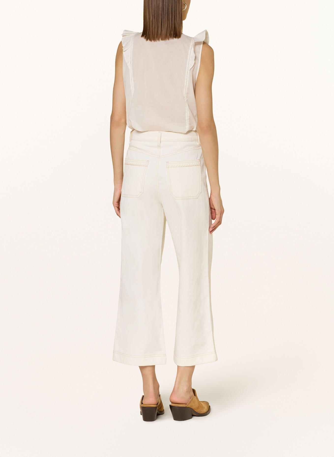 BOSS BANTIANA blouse top with ruffles: WHITE