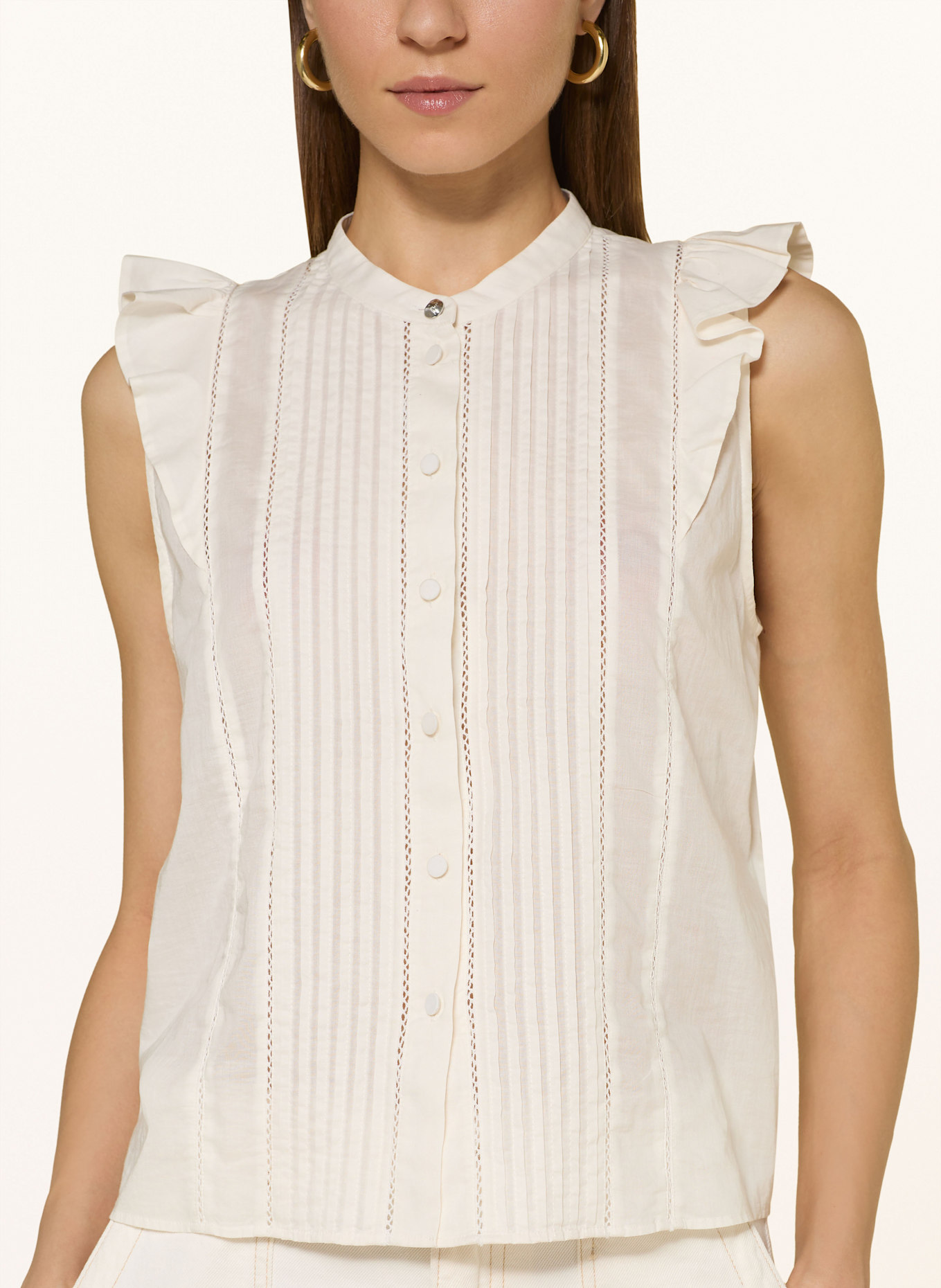 BOSS BANTIANA blouse top with ruffles: WHITE