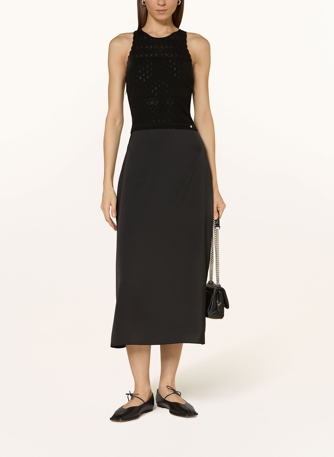 BOSS Kleid FAWRENCE im Materialmix: SCHWARZ