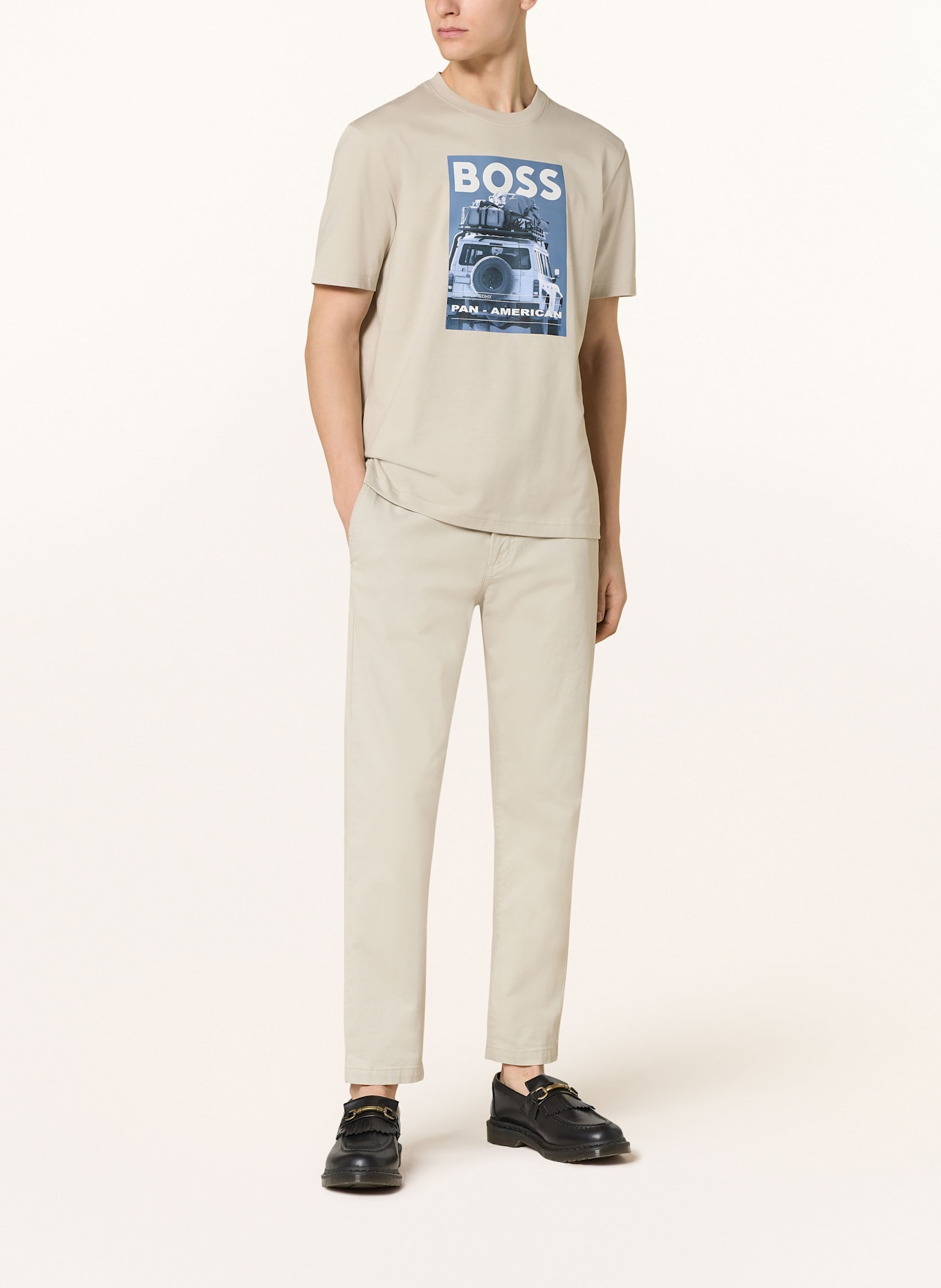 BOSS T-shirt MEXTOUR: BEŻOWY / NIEBIESKI / BIAŁY