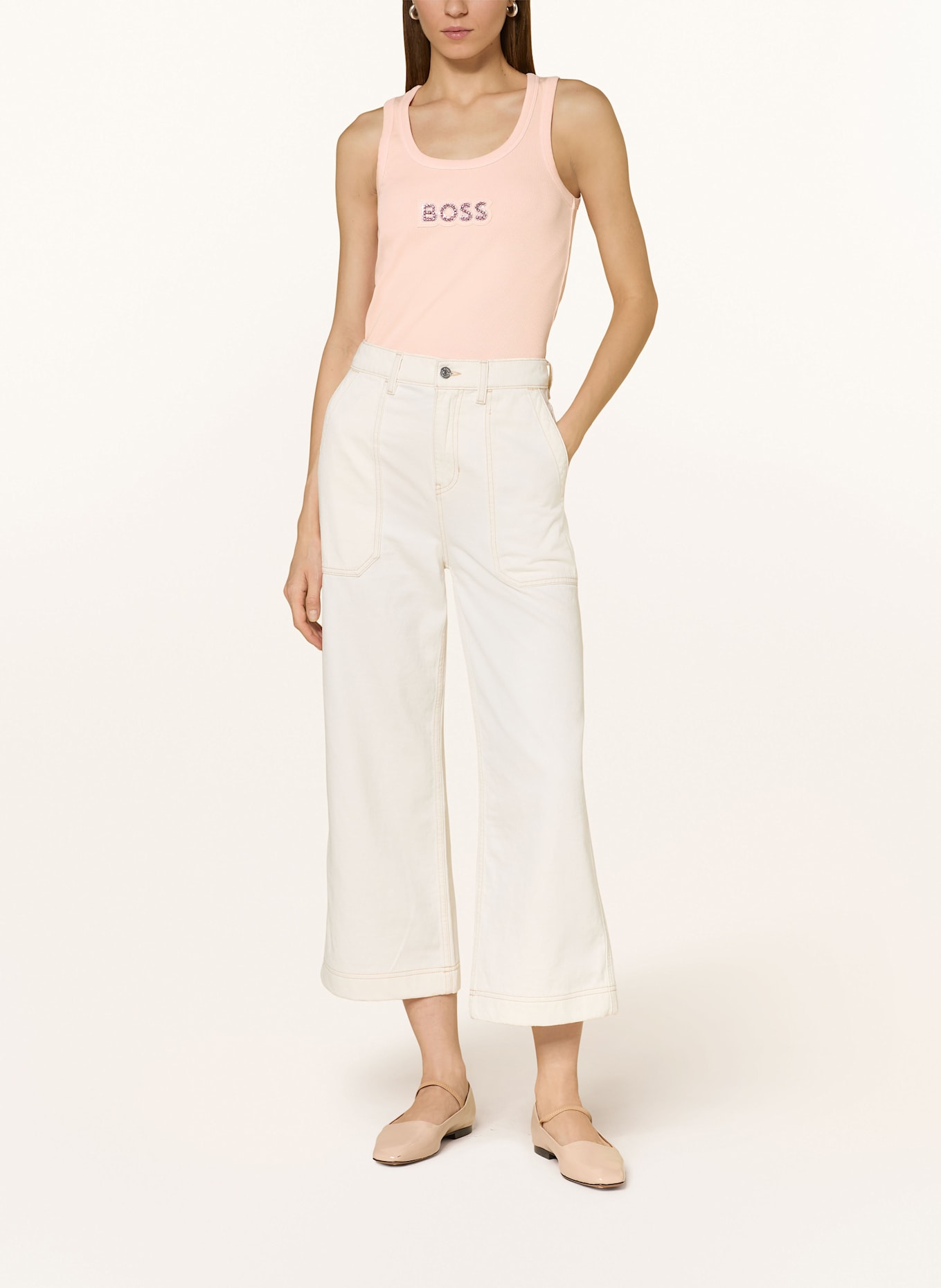 BOSS Top EMATITE mit Schmucksteinen: HELLROSA