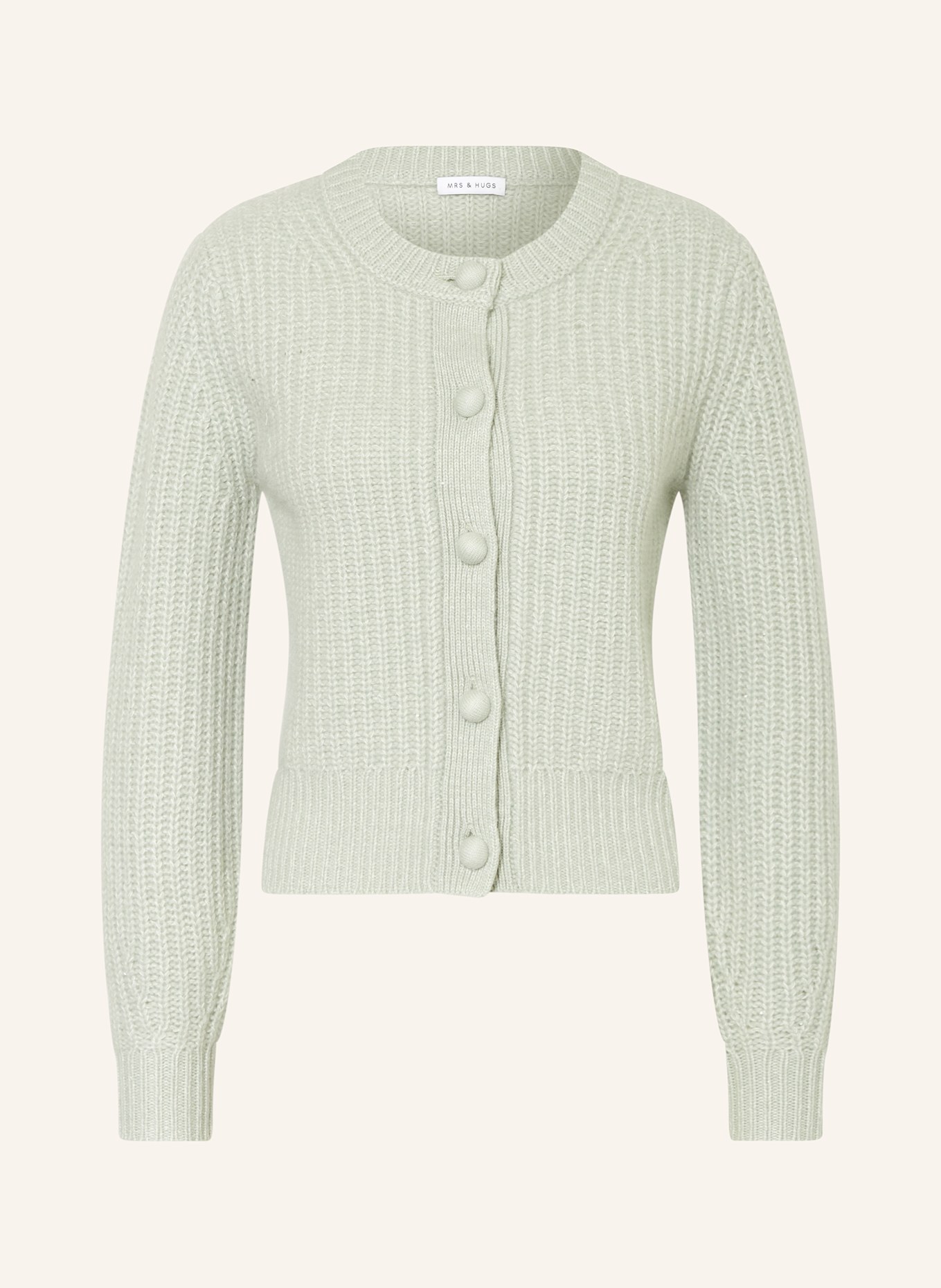 MRS & HUGS Cashmere-Strickjacke mit Pailletten: MINT