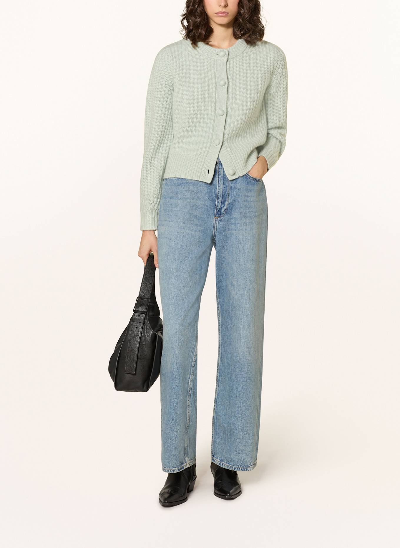 MRS & HUGS Cashmere-Strickjacke mit Pailletten: MINT