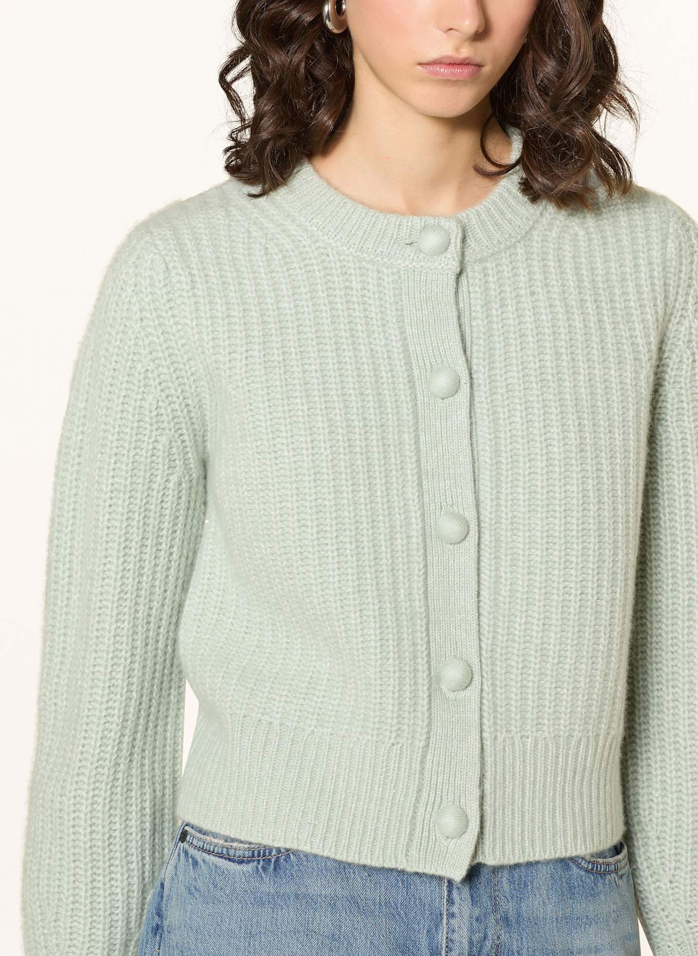 MRS & HUGS Cashmere-Strickjacke mit Pailletten: MINT