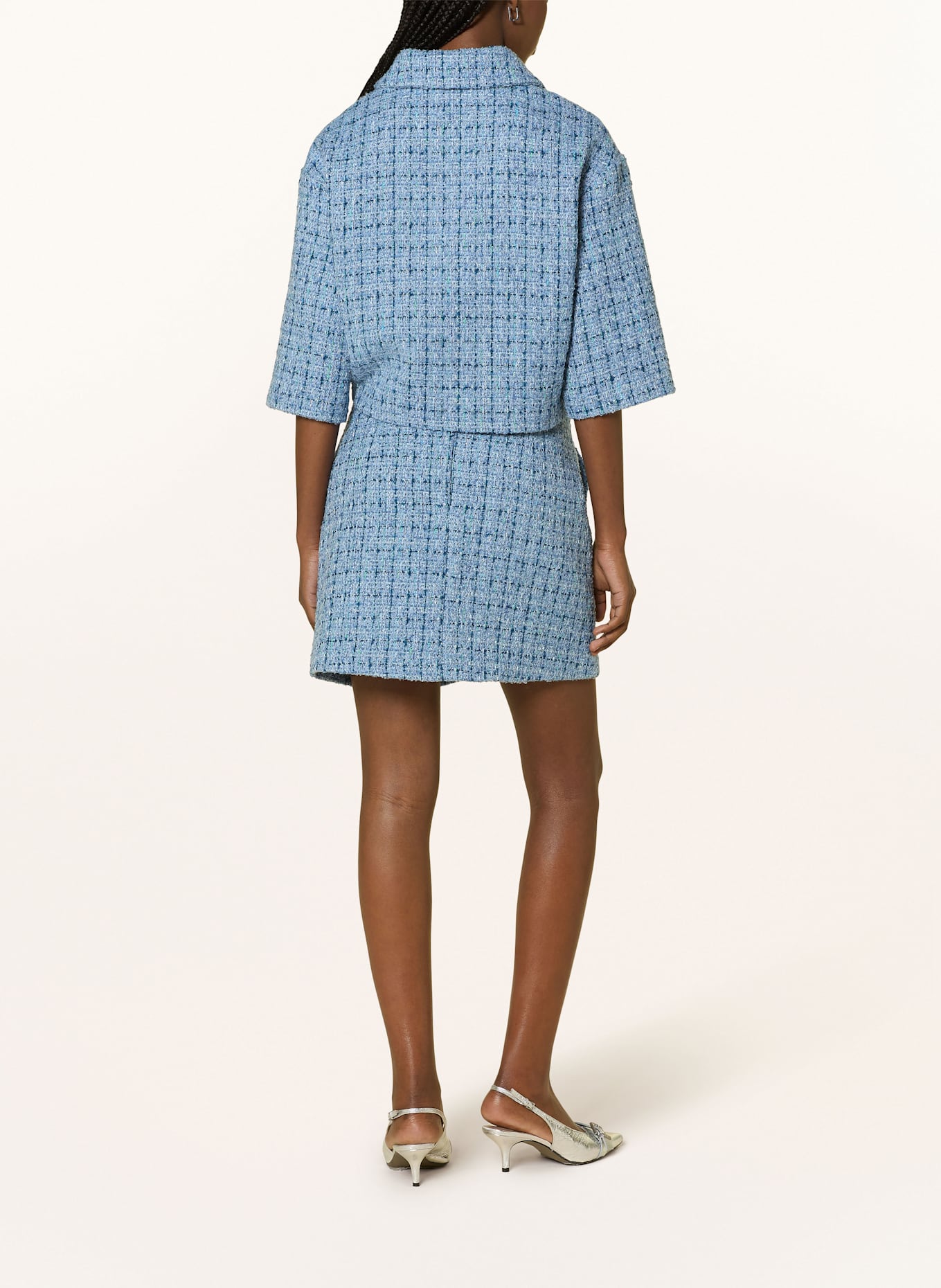 MRS & HUGS Tweed-Rock mit Glitzergarn: BLAU / DUNKELBLAU