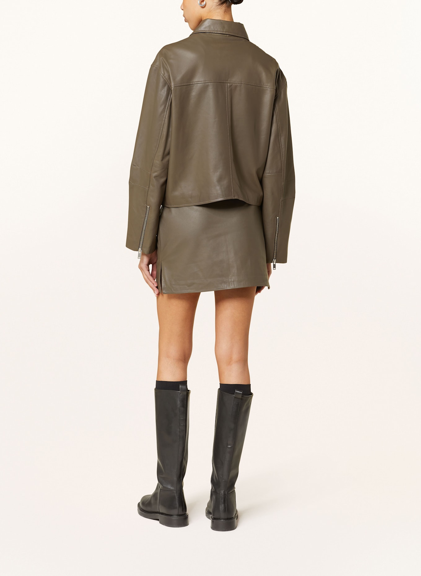 MRS & HUGS Leather jacket, Color: DARK BROWN (Image 3)