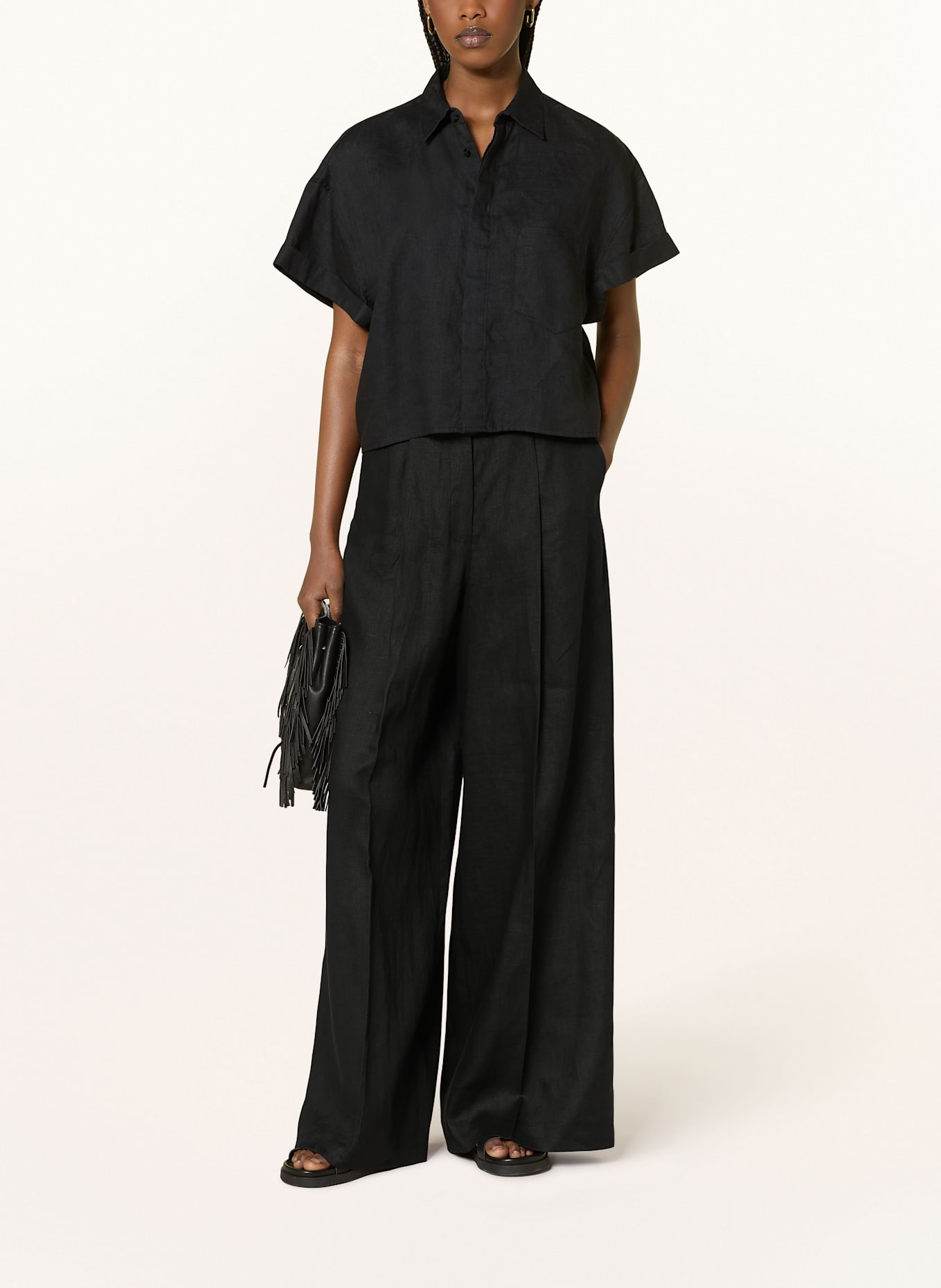 MRS & HUGS Bluzka oversize z lnu: CZARNY