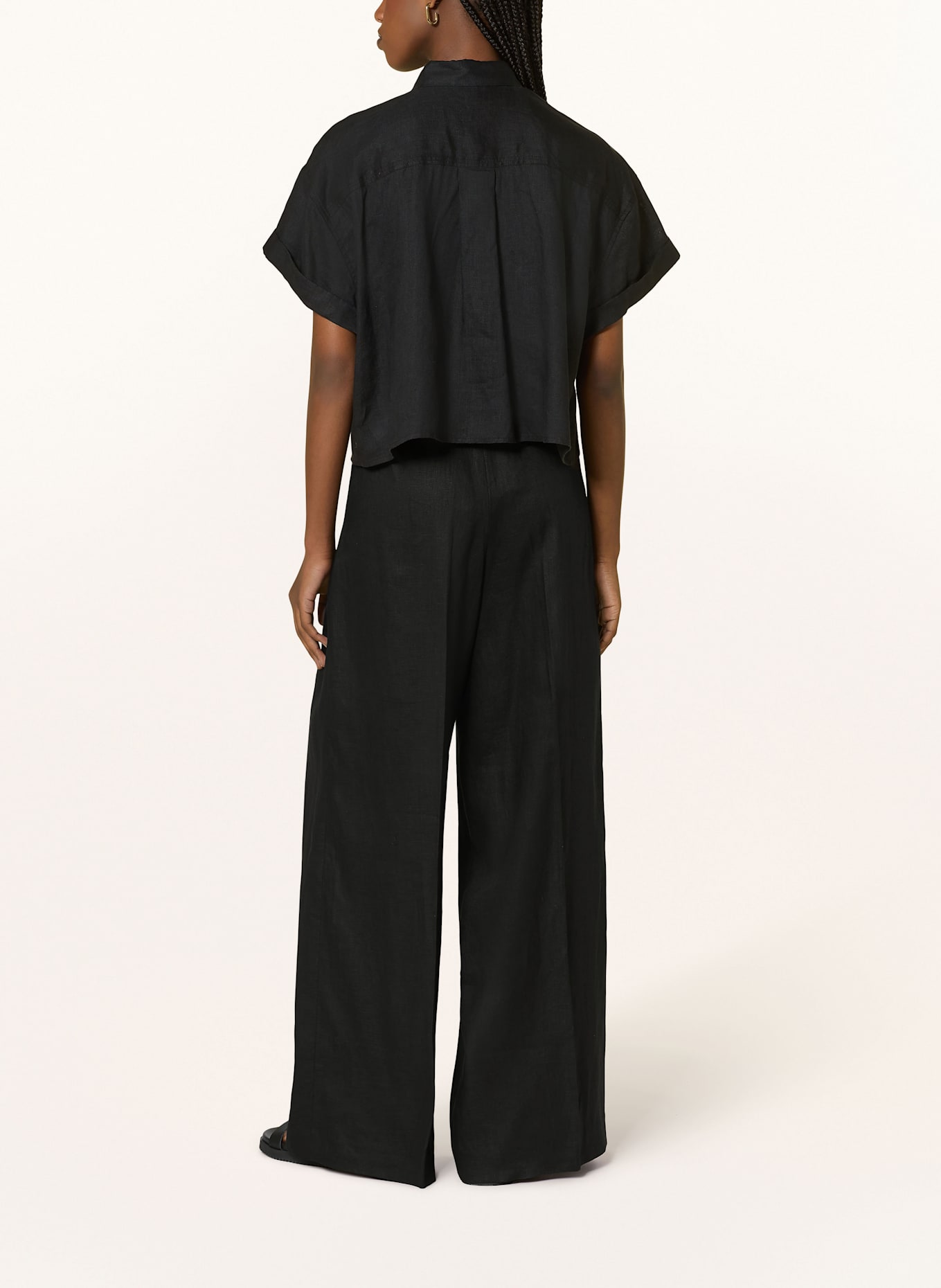 MRS & HUGS Bluzka oversize z lnu: CZARNY