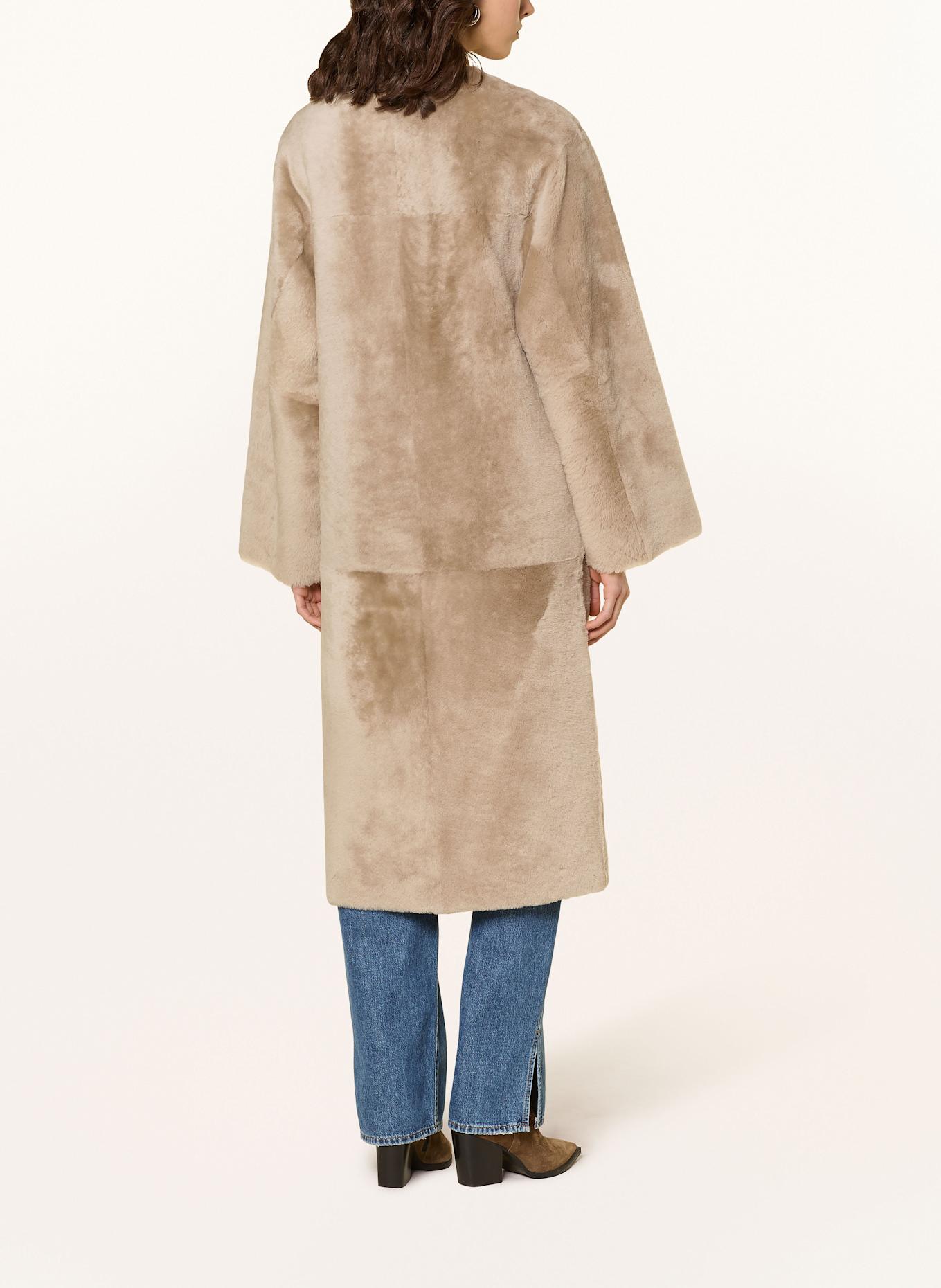 MRS & HUGS Ledermantel zum Wenden: TAUPE / BEIGE
