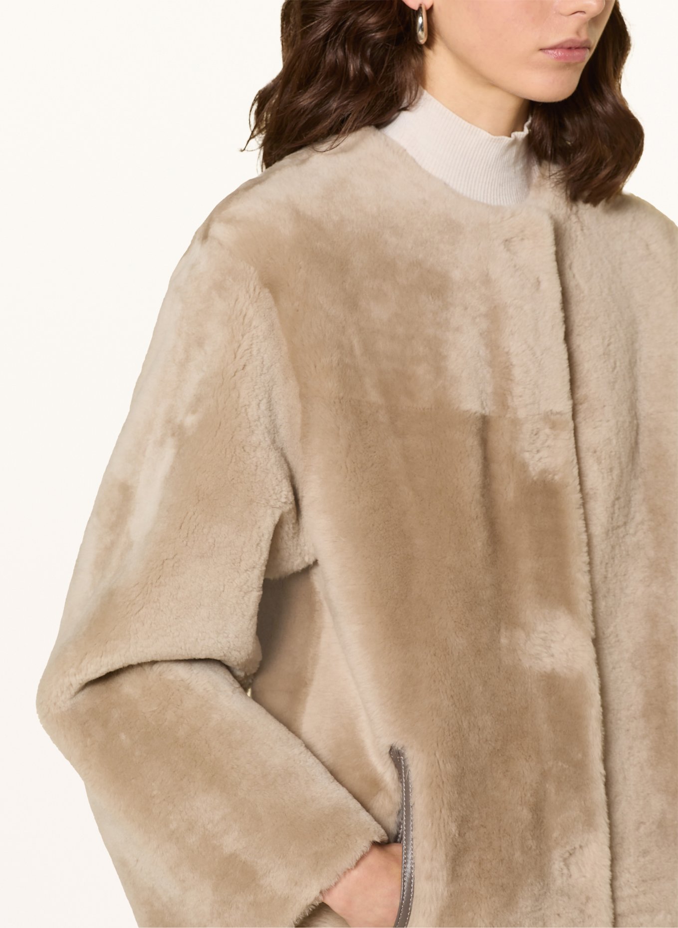 MRS & HUGS Ledermantel zum Wenden: TAUPE / BEIGE