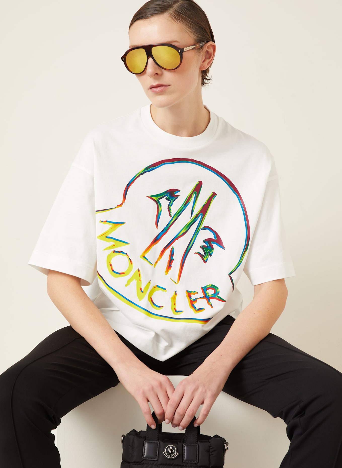 MONCLER Oversized shirt: WHITE / RED / YELLOW
