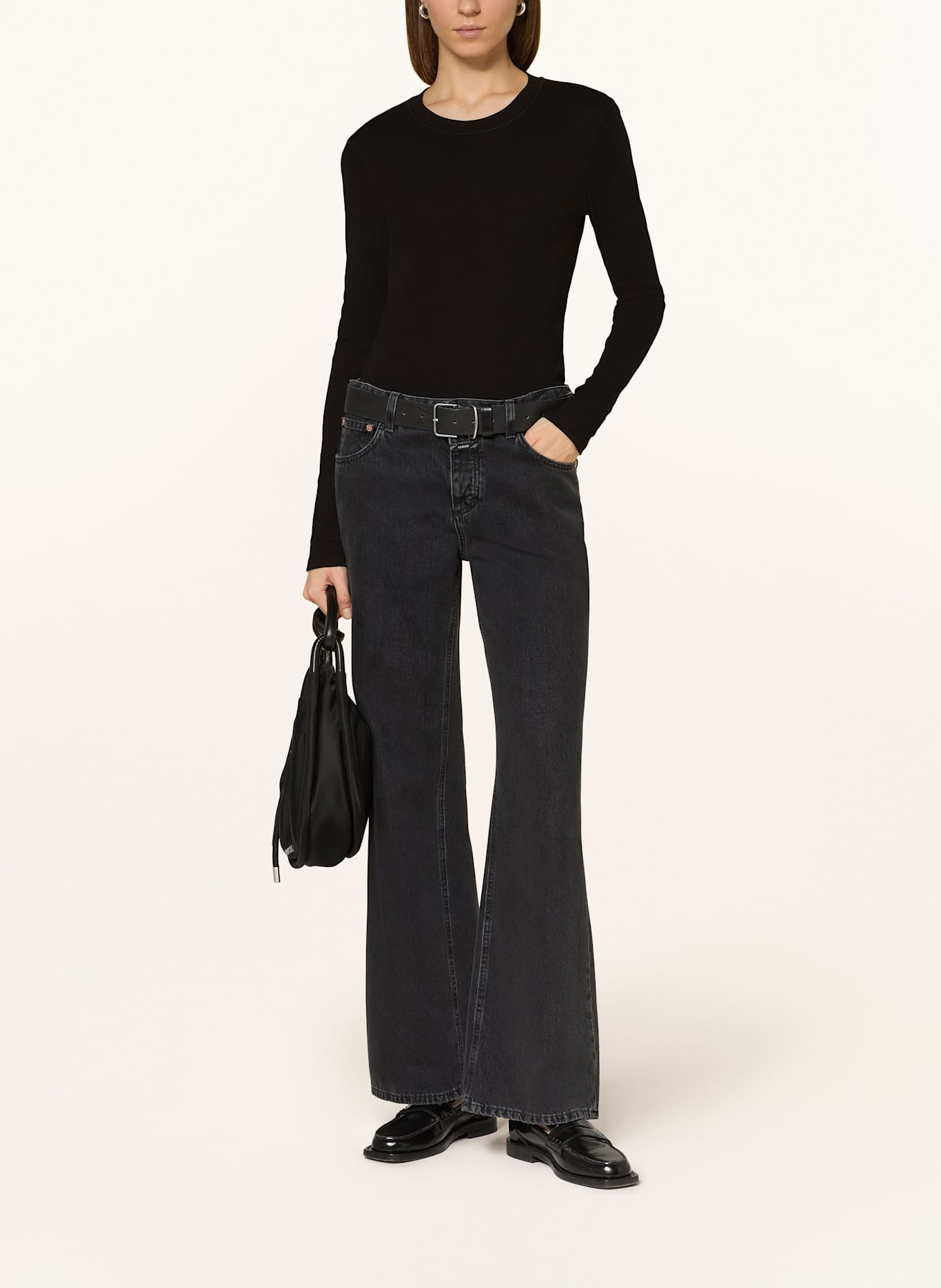 CLOSED Koszulka z długim rękawem: CZARNY