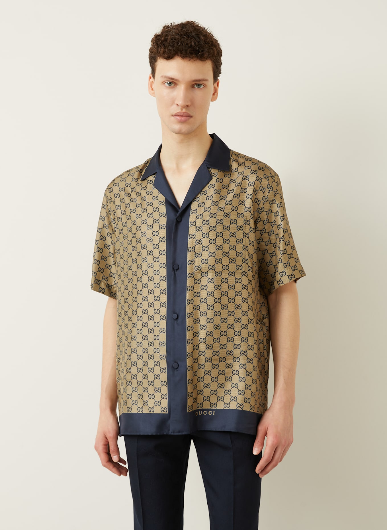 GUCCI Oxford shirt in silk: Gucci Kids GG Supreme touch-strap sneakers