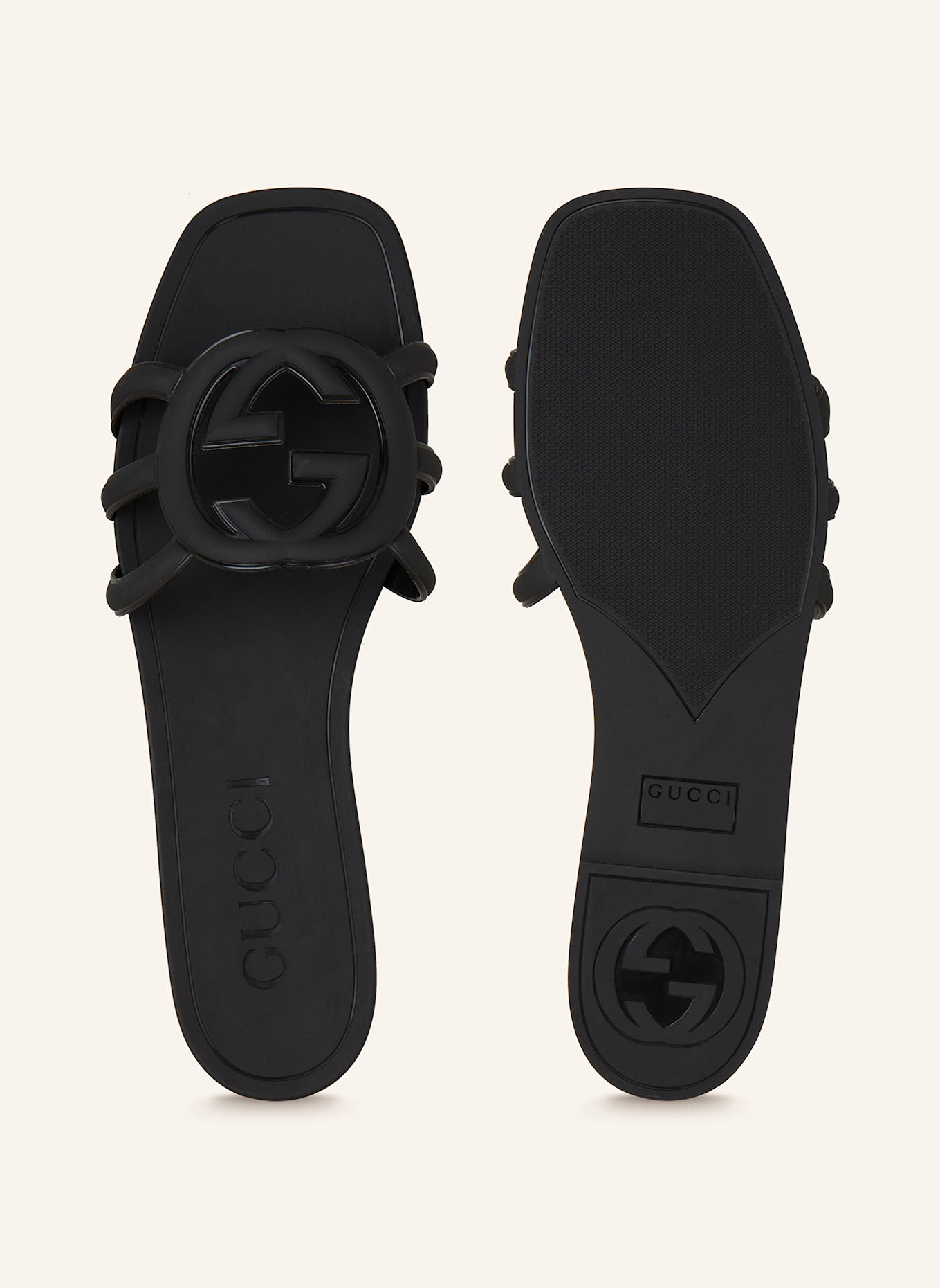 All black gucci flip flops hot sale