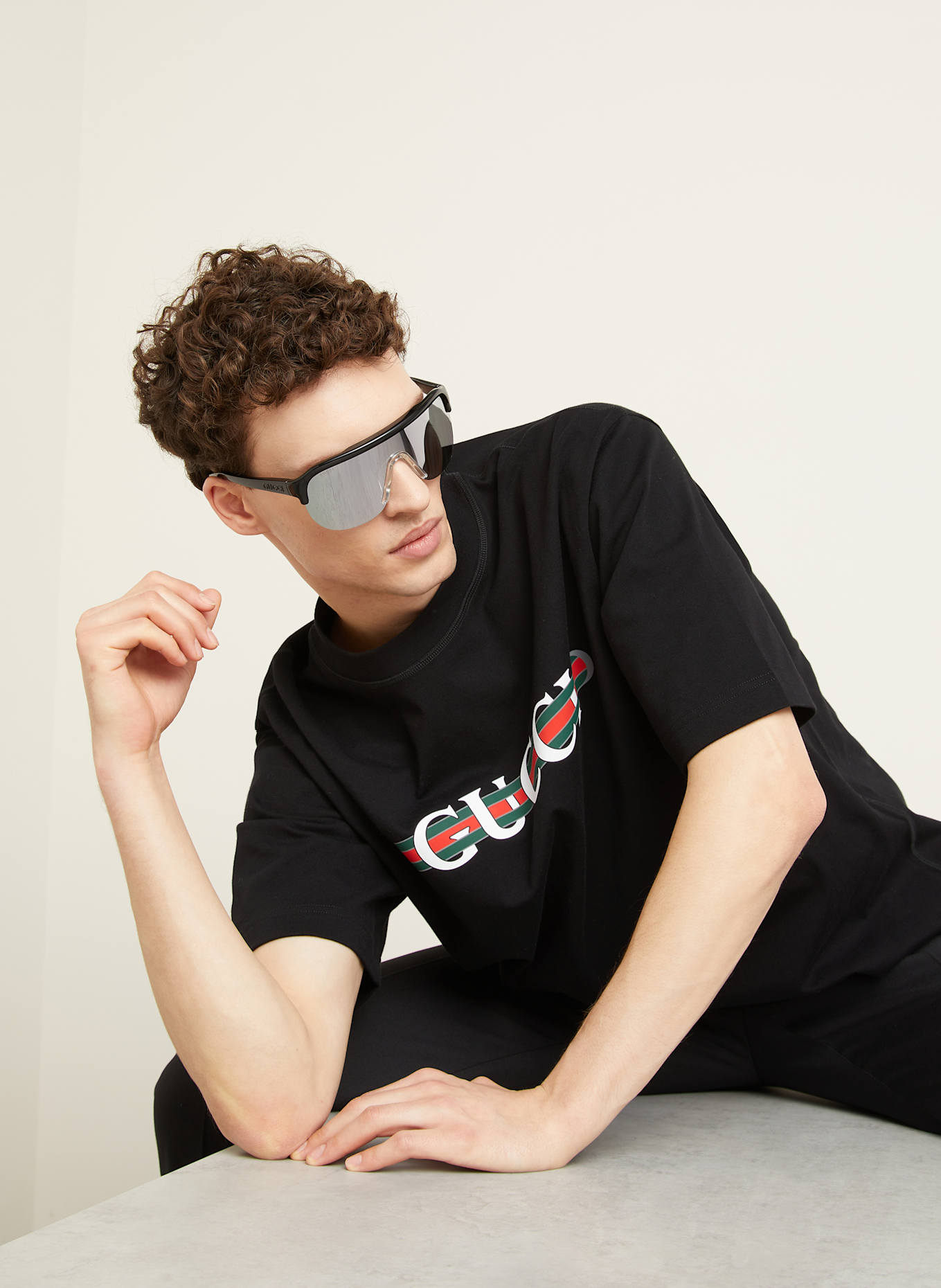 GUCCI T-shirt: BLACK/ GREEN/ RED (Image 5)