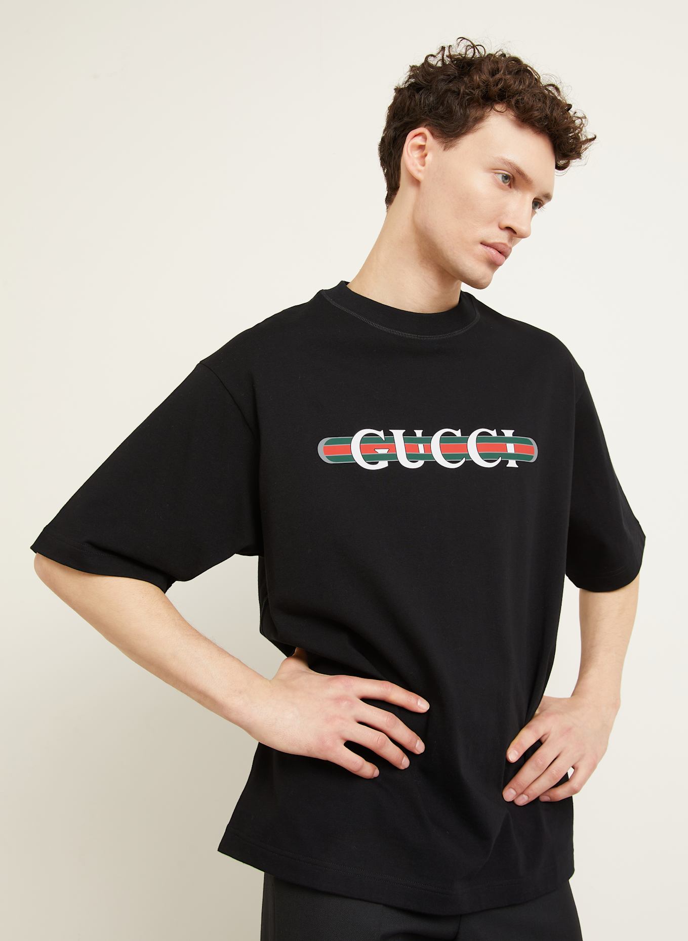 GUCCI T-shirt: BLACK/ GREEN/ RED (Image 6)