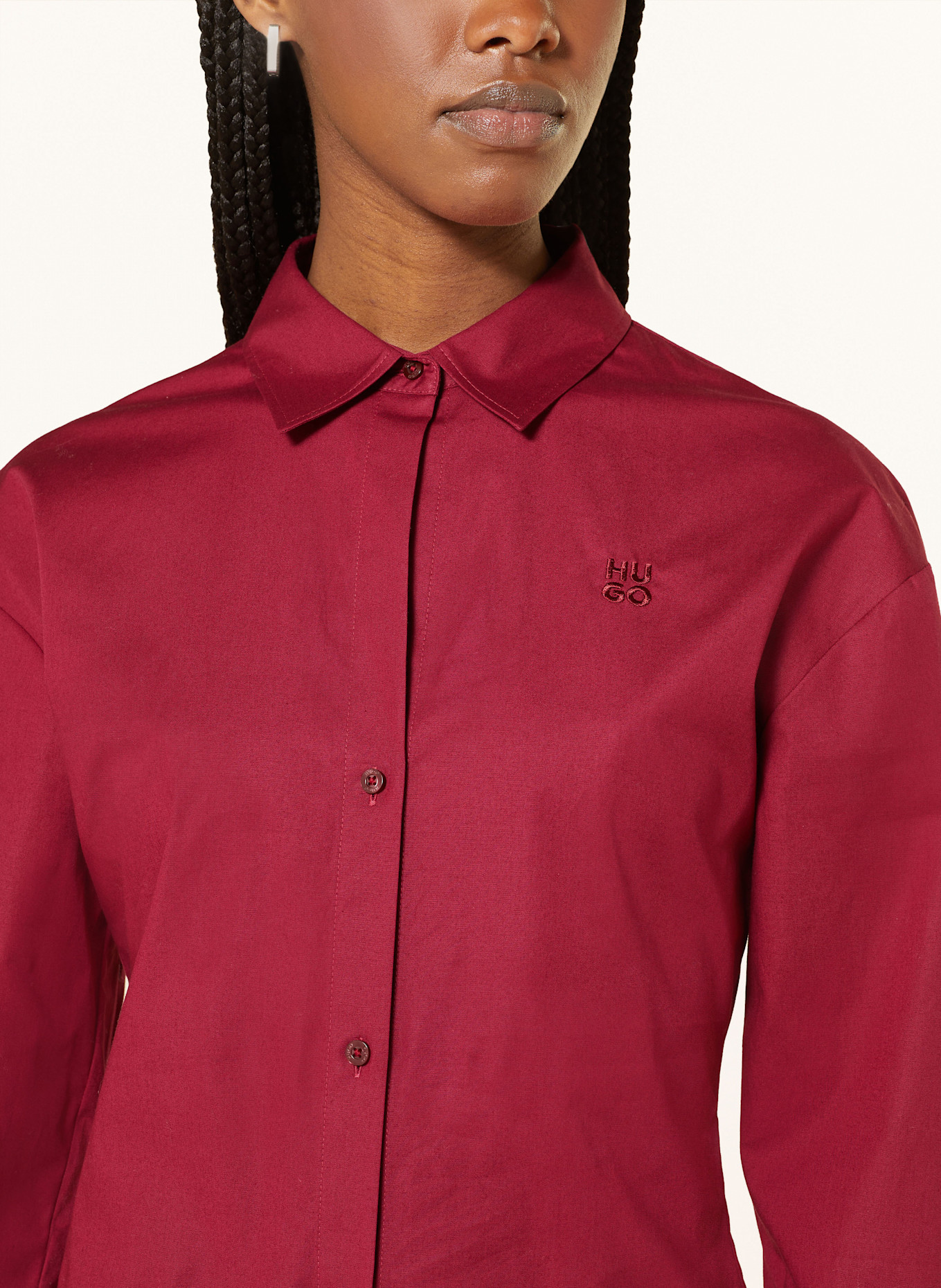 HUGO Hemdbluse THE GIRLFRIEND: DUNKELROT