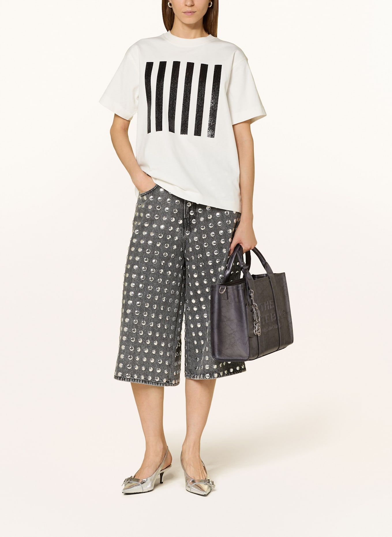 MARC JACOBS Handtasche THE CRINKLE LEATHER MEDIUM TOTE BAG: DUNKELGRAU