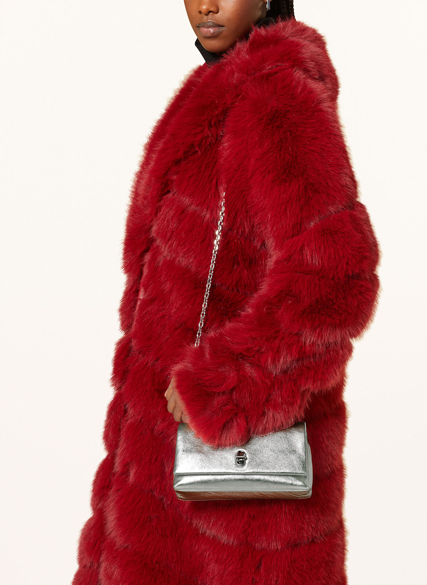 MARC JACOBS Umhängetasche THE METALLIC DUAL CHAIN WALLET: SILBER