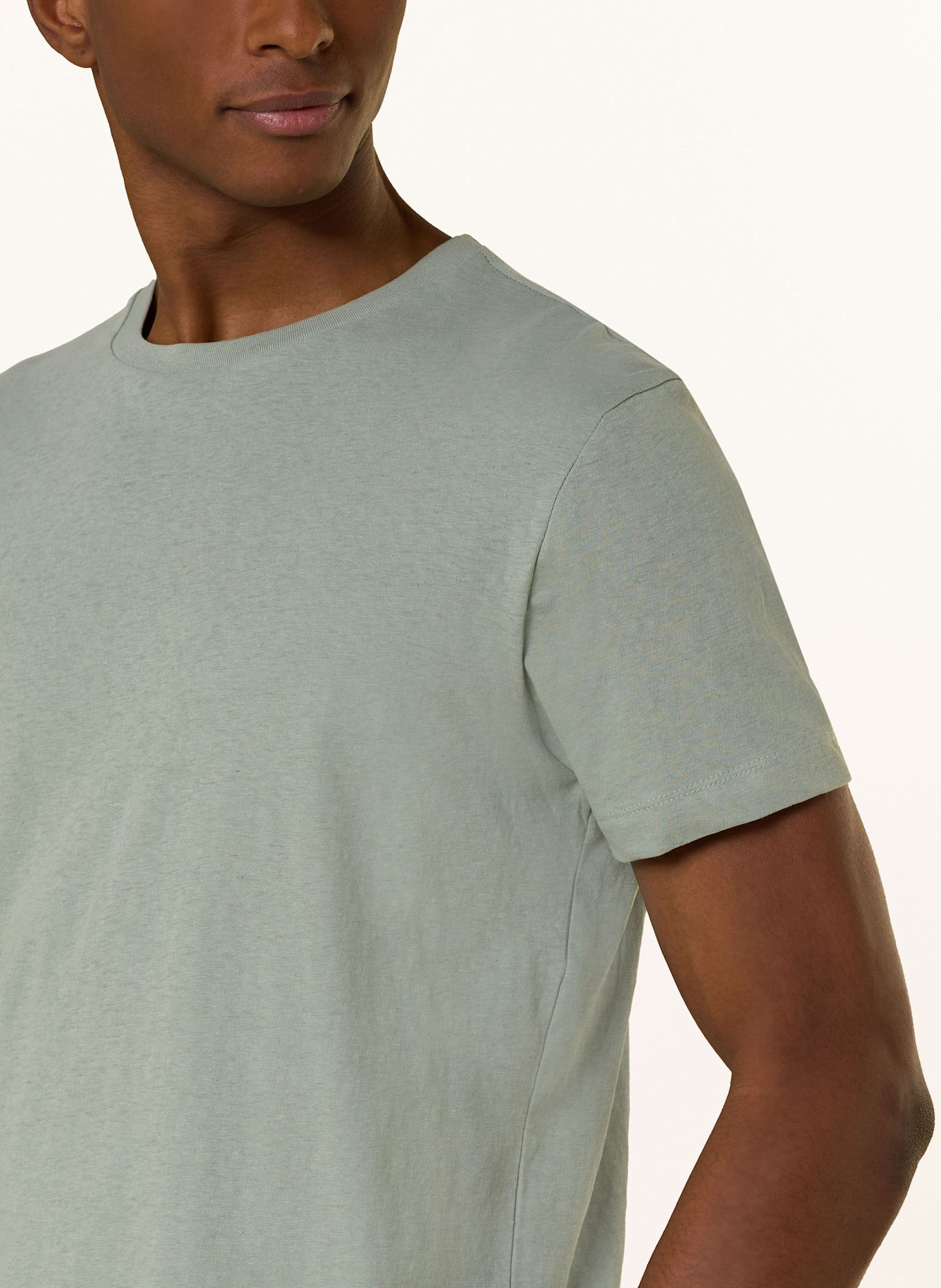 STROKESMAN'S T-Shirt mit Leinen: HELLGRÜN