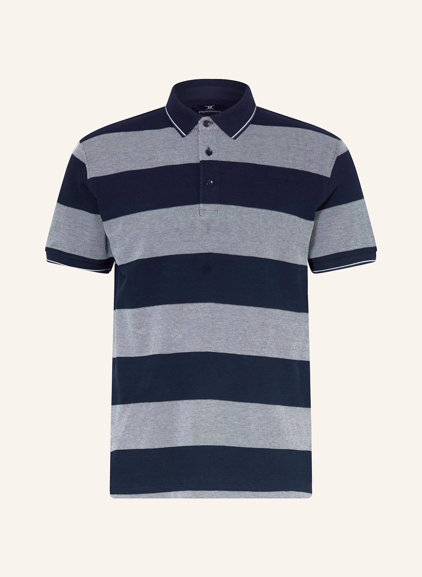 STROKESMAN'S Piqué-Poloshirt: DUNKELBLAU / HELLGRAU