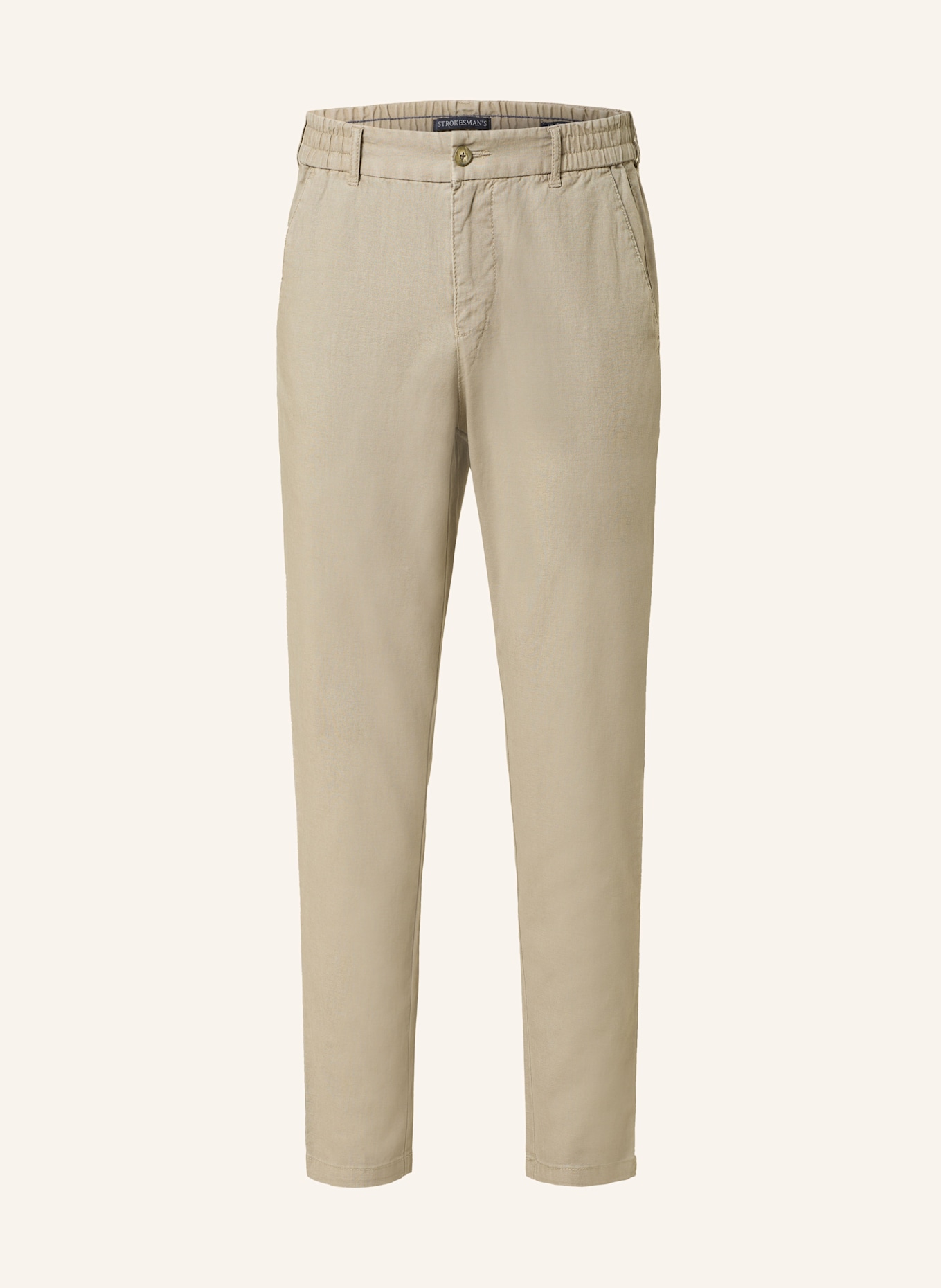 STROKESMAN'S Chino Extra Slim Fit mit Leinen: OLIV