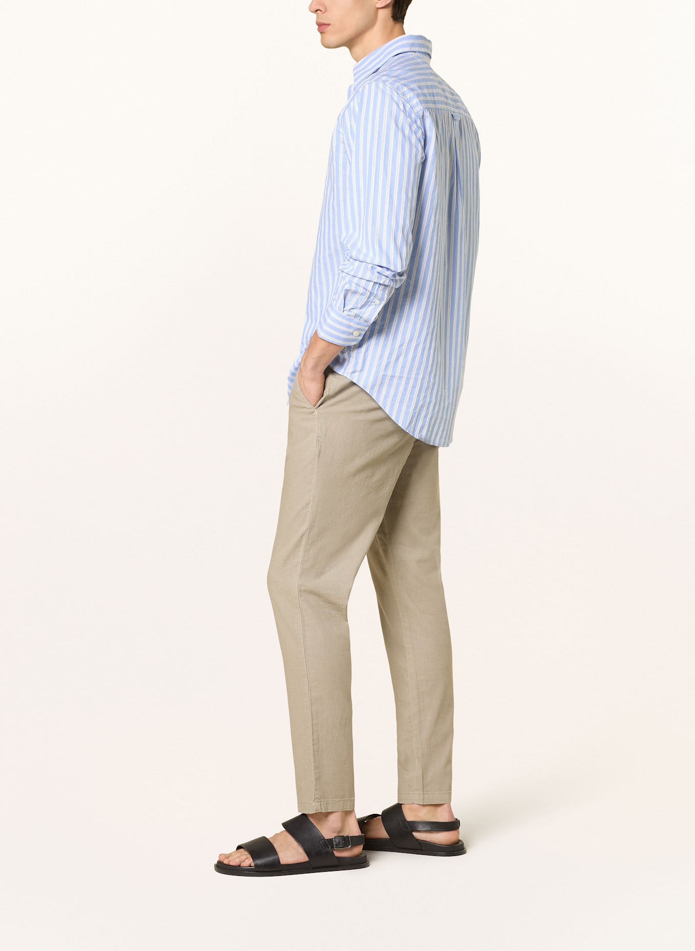 STROKESMAN'S Chino Extra Slim Fit mit Leinen: OLIV