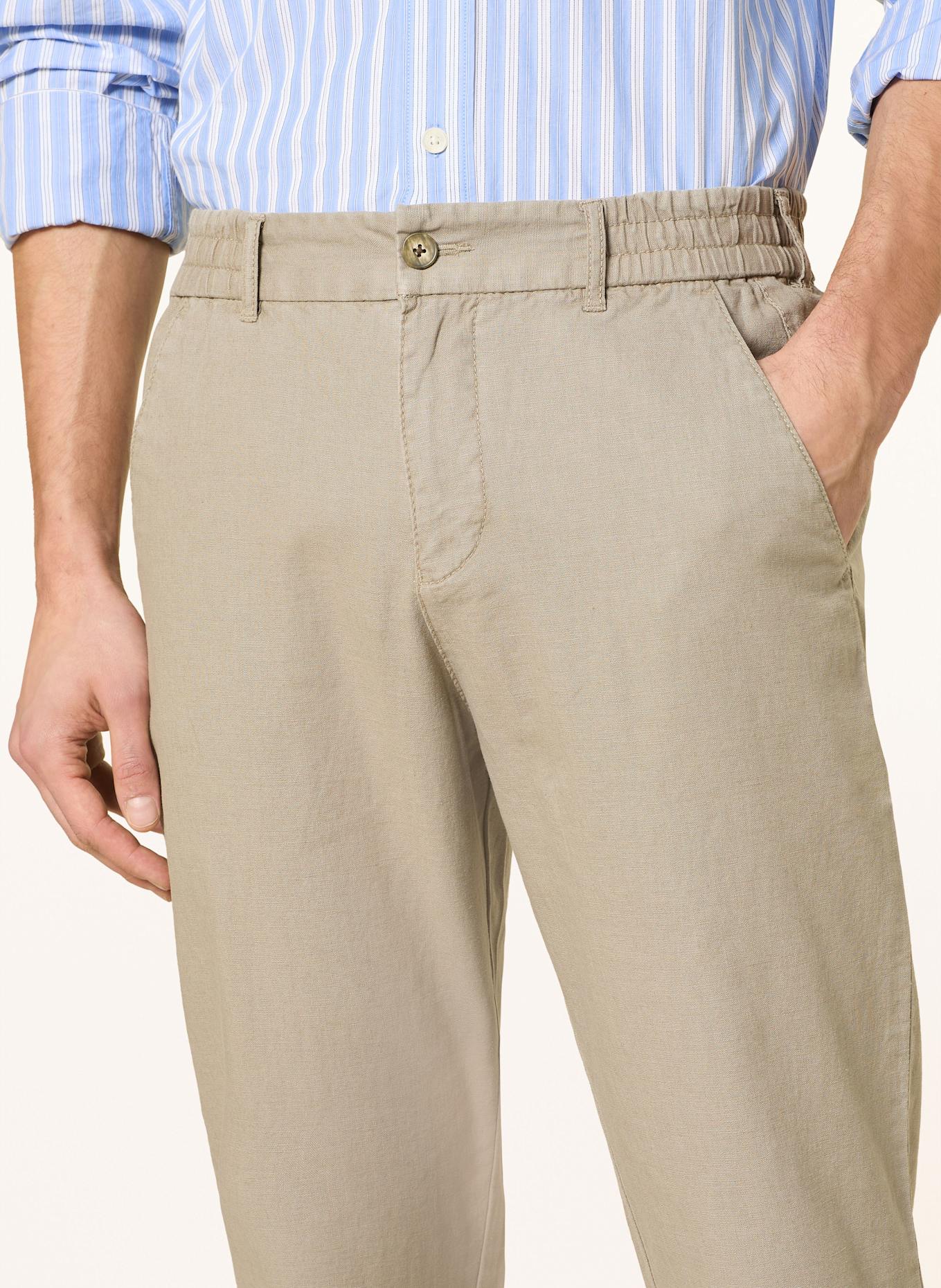STROKESMAN'S Chino Extra Slim Fit mit Leinen: OLIV