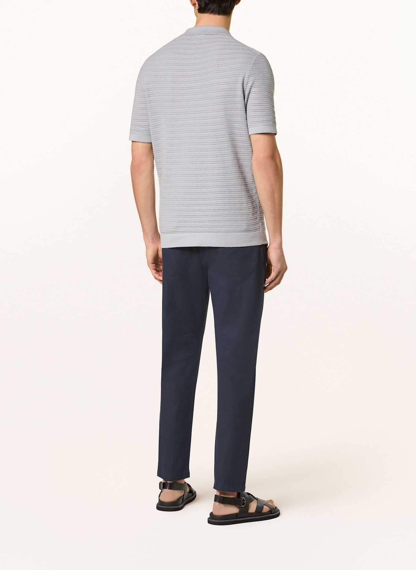 STROKESMAN'S Chino Extra Slim Fit mit Leinen: DUNKELBLAU