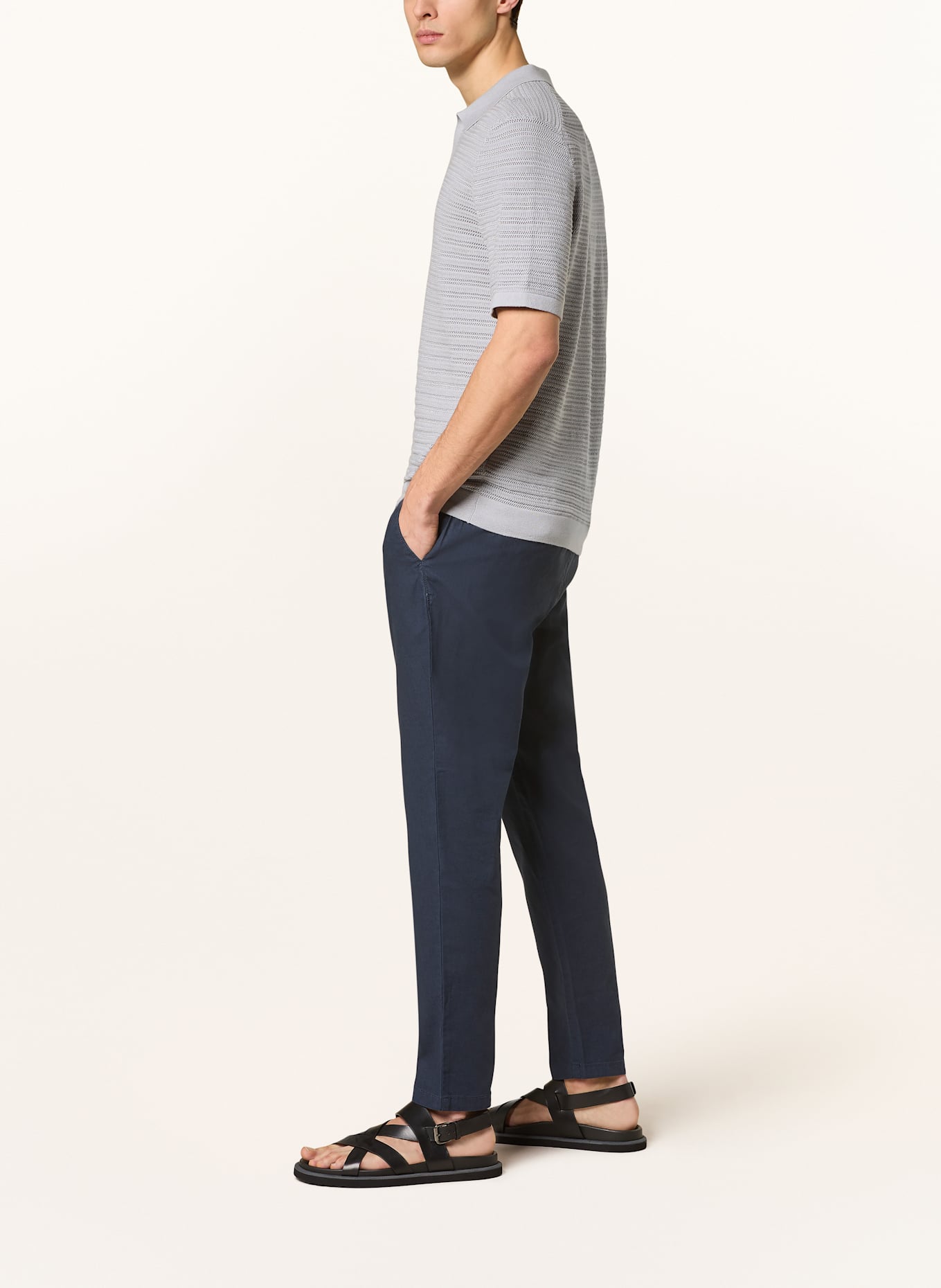 STROKESMAN'S Chino Extra Slim Fit mit Leinen: DUNKELBLAU