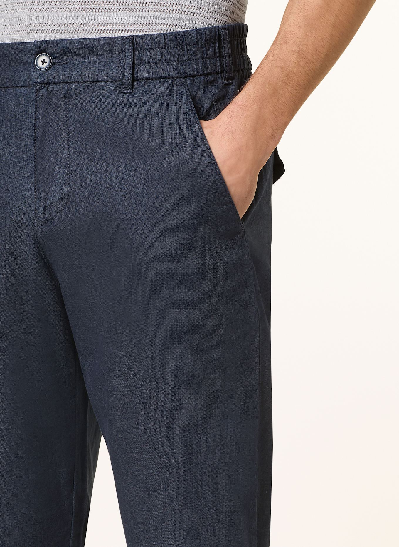 STROKESMAN'S Chino Extra Slim Fit mit Leinen: DUNKELBLAU