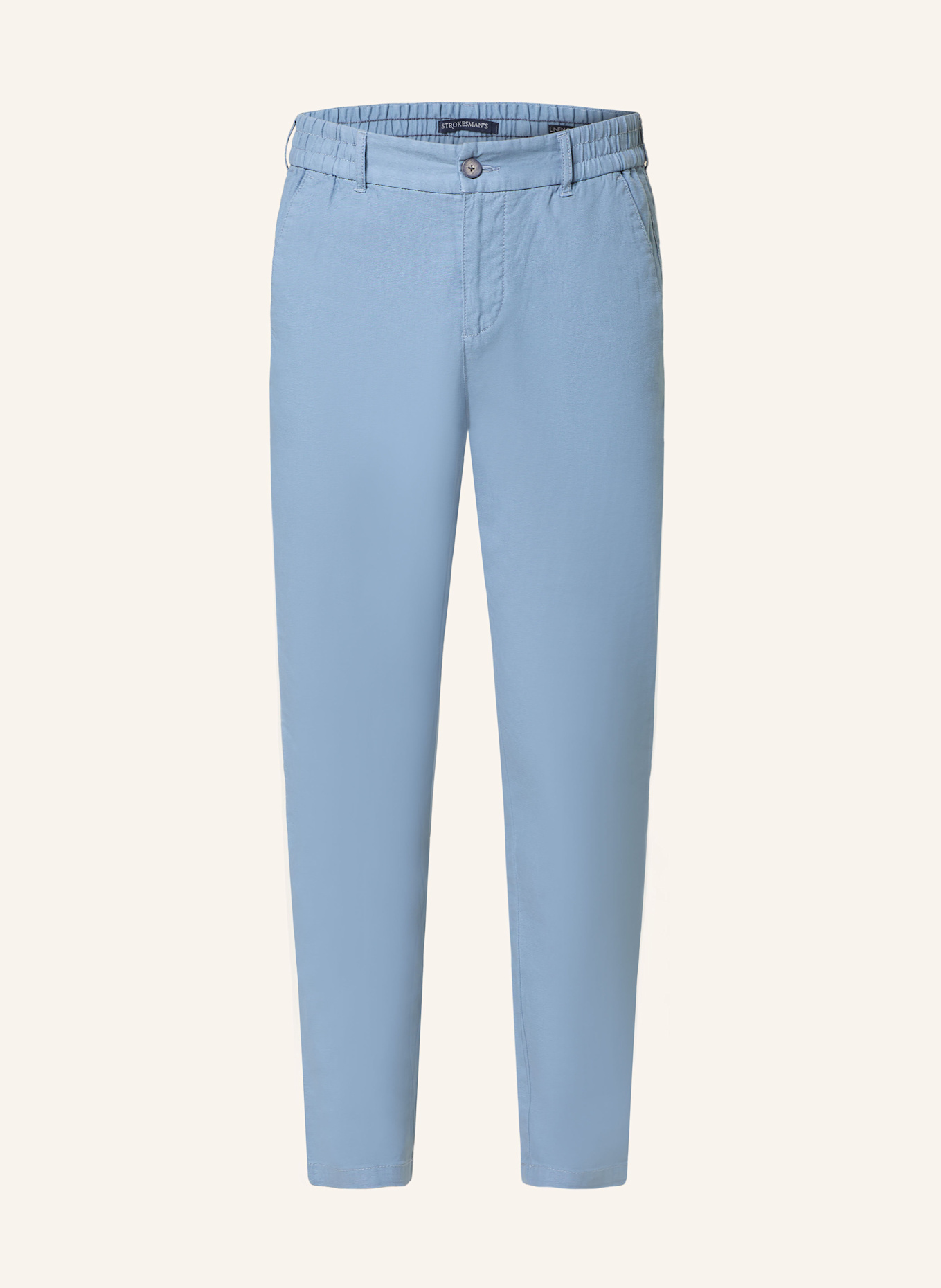 STROKESMAN'S Chino Extra Slim Fit mit Leinen: HELLBLAU