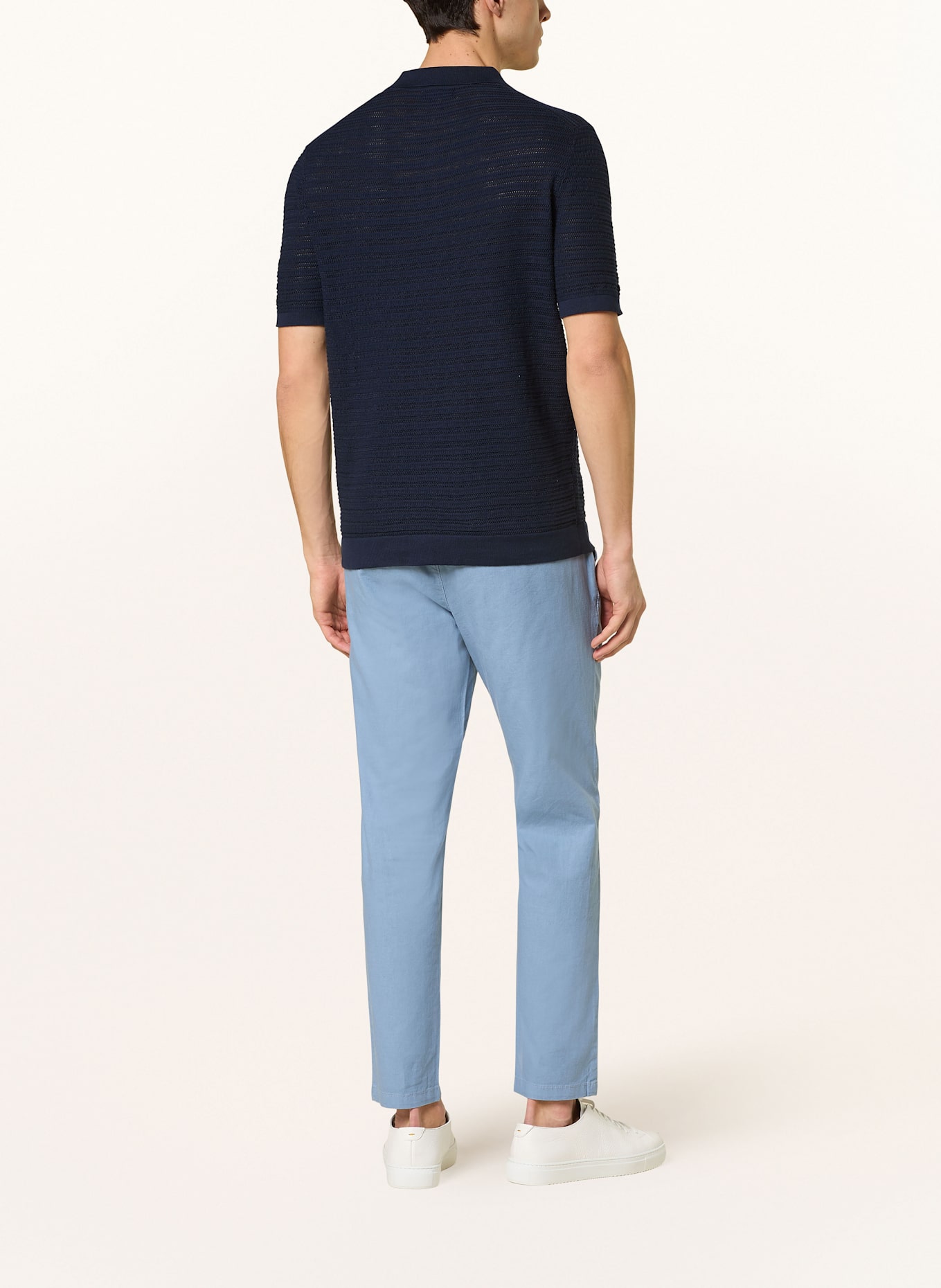 STROKESMAN'S Chino Extra Slim Fit mit Leinen: HELLBLAU