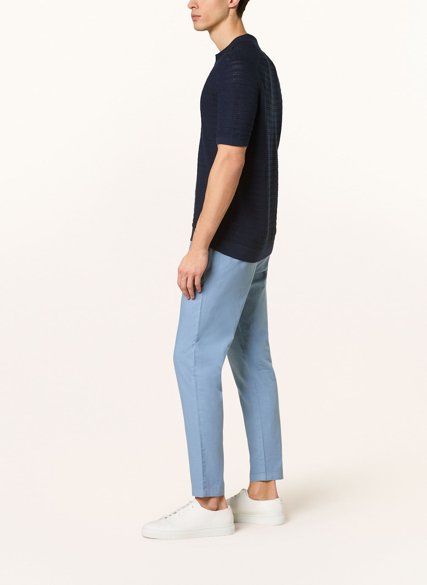 STROKESMAN'S Chino Extra Slim Fit mit Leinen: HELLBLAU