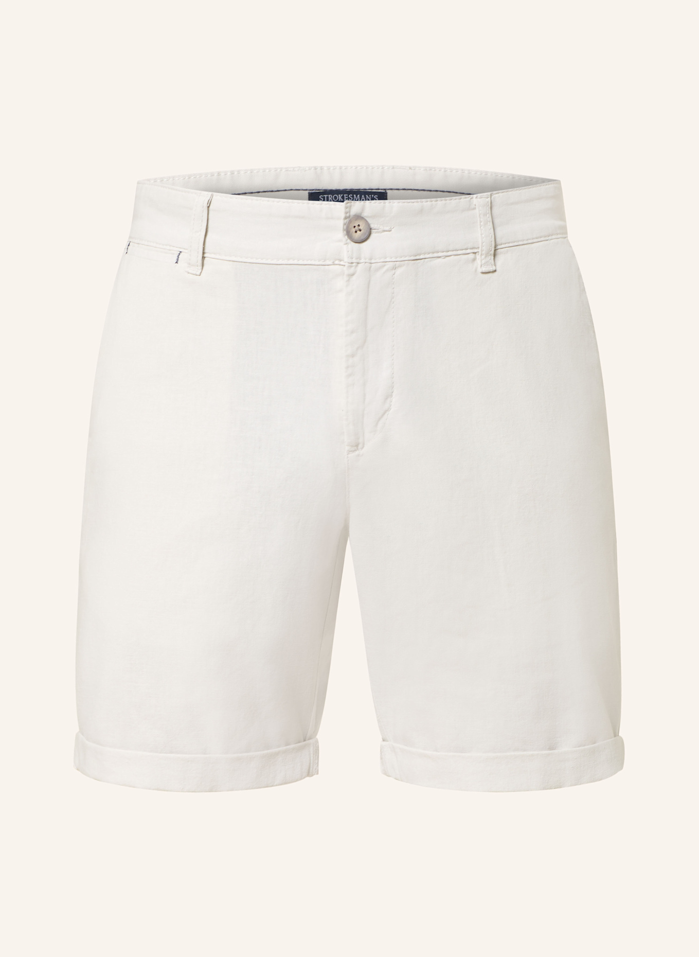STROKESMAN'S Chinoshorts Slim Fit mit Leinen: ECRU