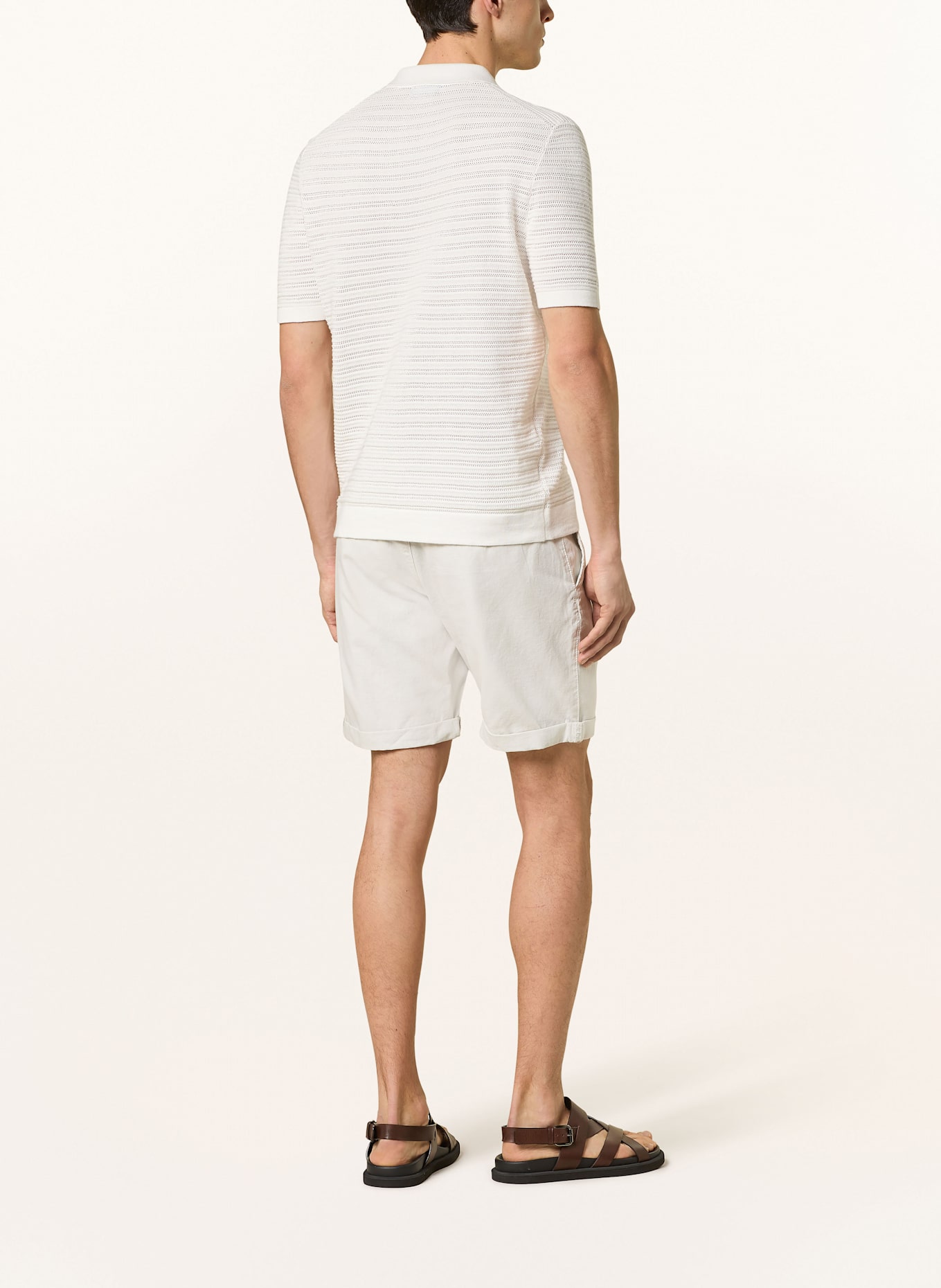 STROKESMAN'S Chinoshorts Slim Fit mit Leinen: ECRU