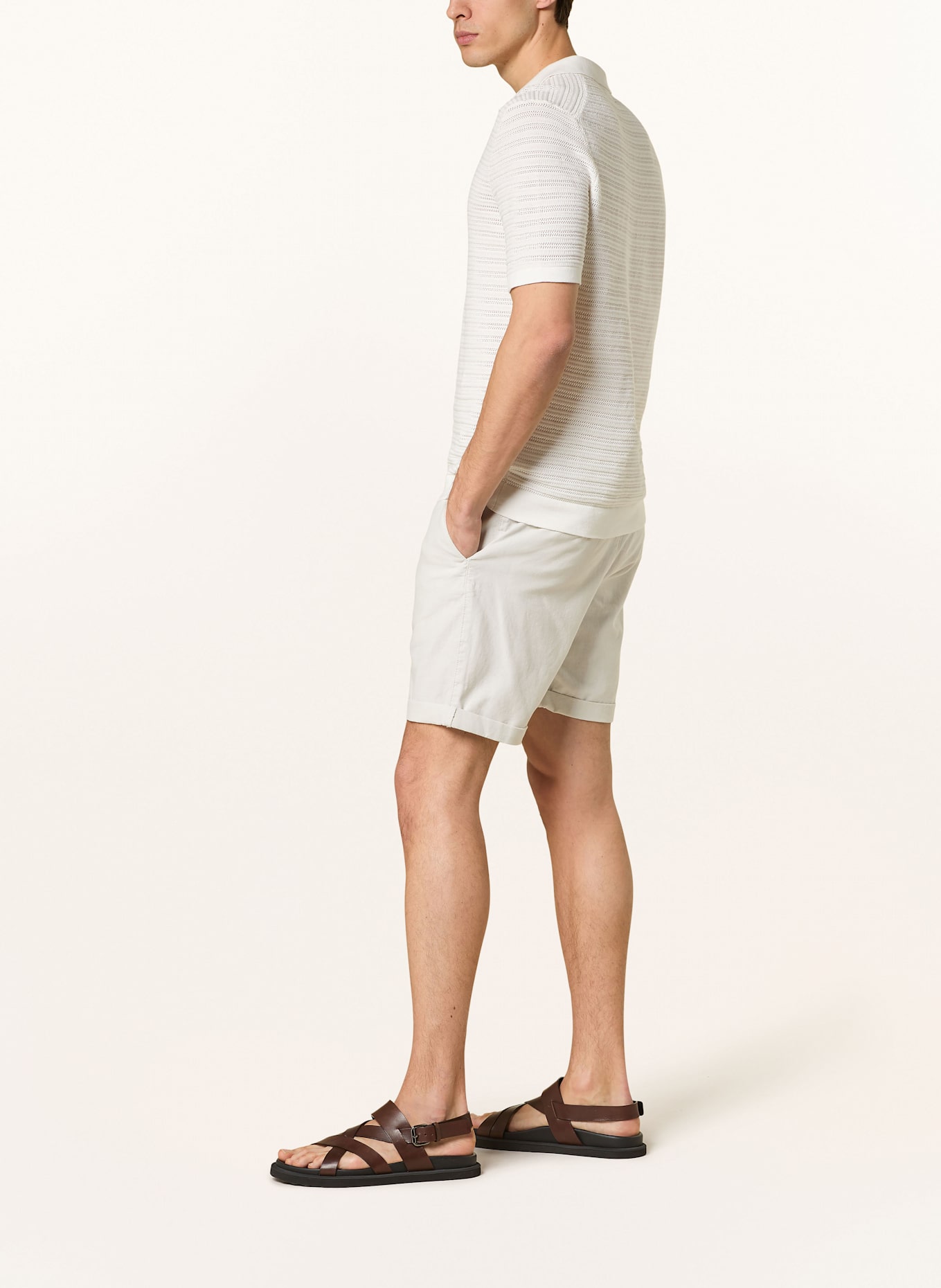 STROKESMAN'S Chinoshorts Slim Fit mit Leinen: ECRU