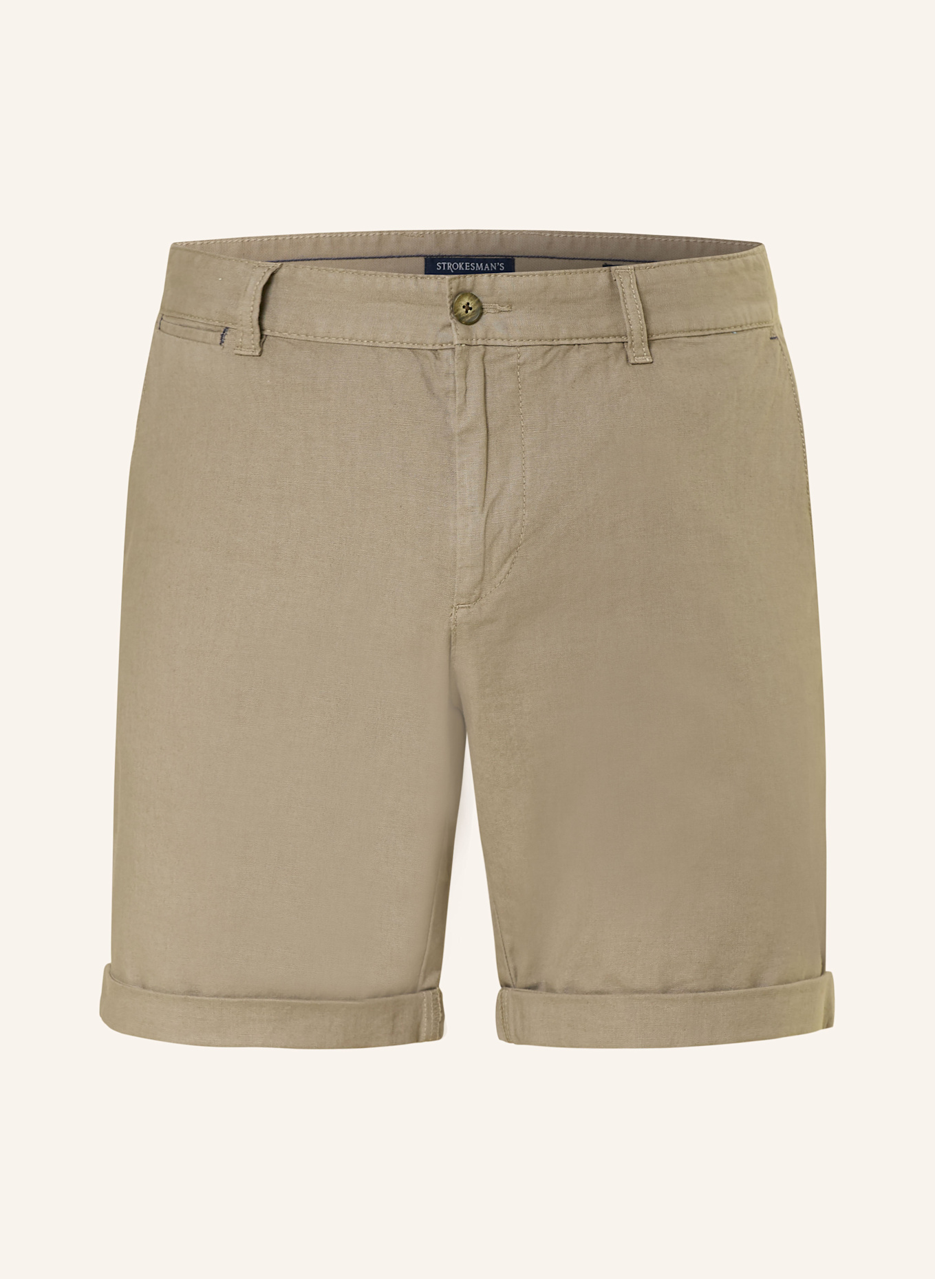 STROKESMAN'S Chinoshorts Slim Fit mit Leinen: OLIV