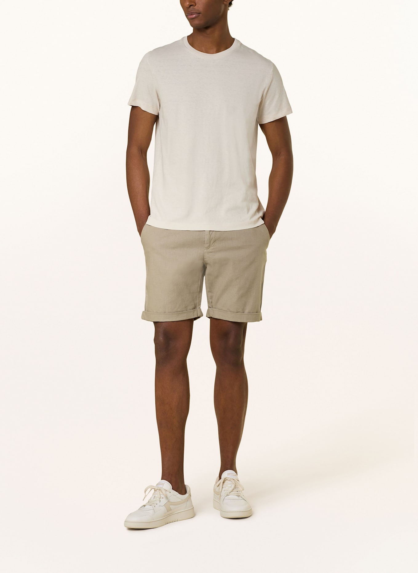 STROKESMAN'S Chinoshorts Slim Fit mit Leinen: OLIV