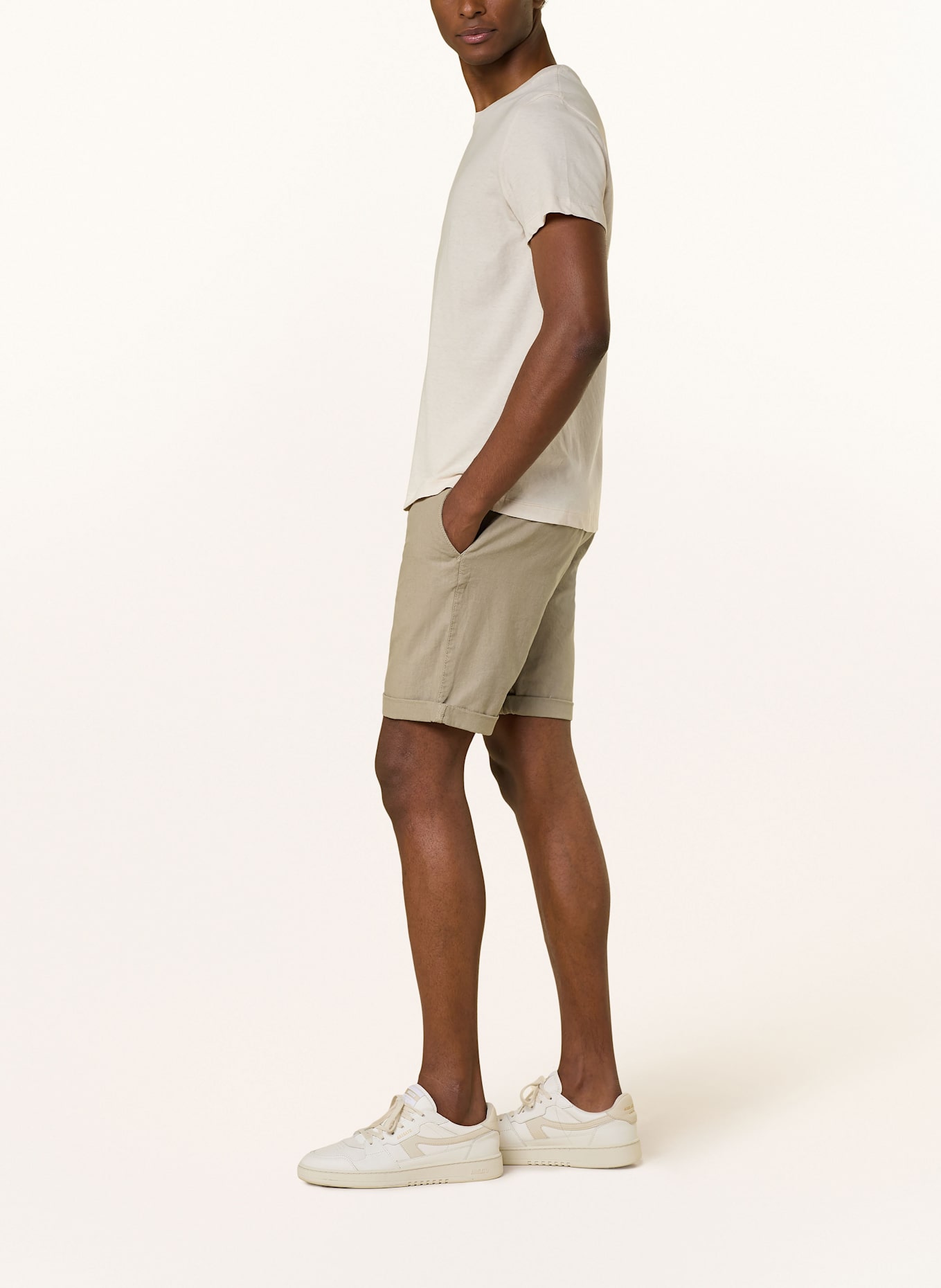 STROKESMAN'S Chinoshorts Slim Fit mit Leinen: OLIV