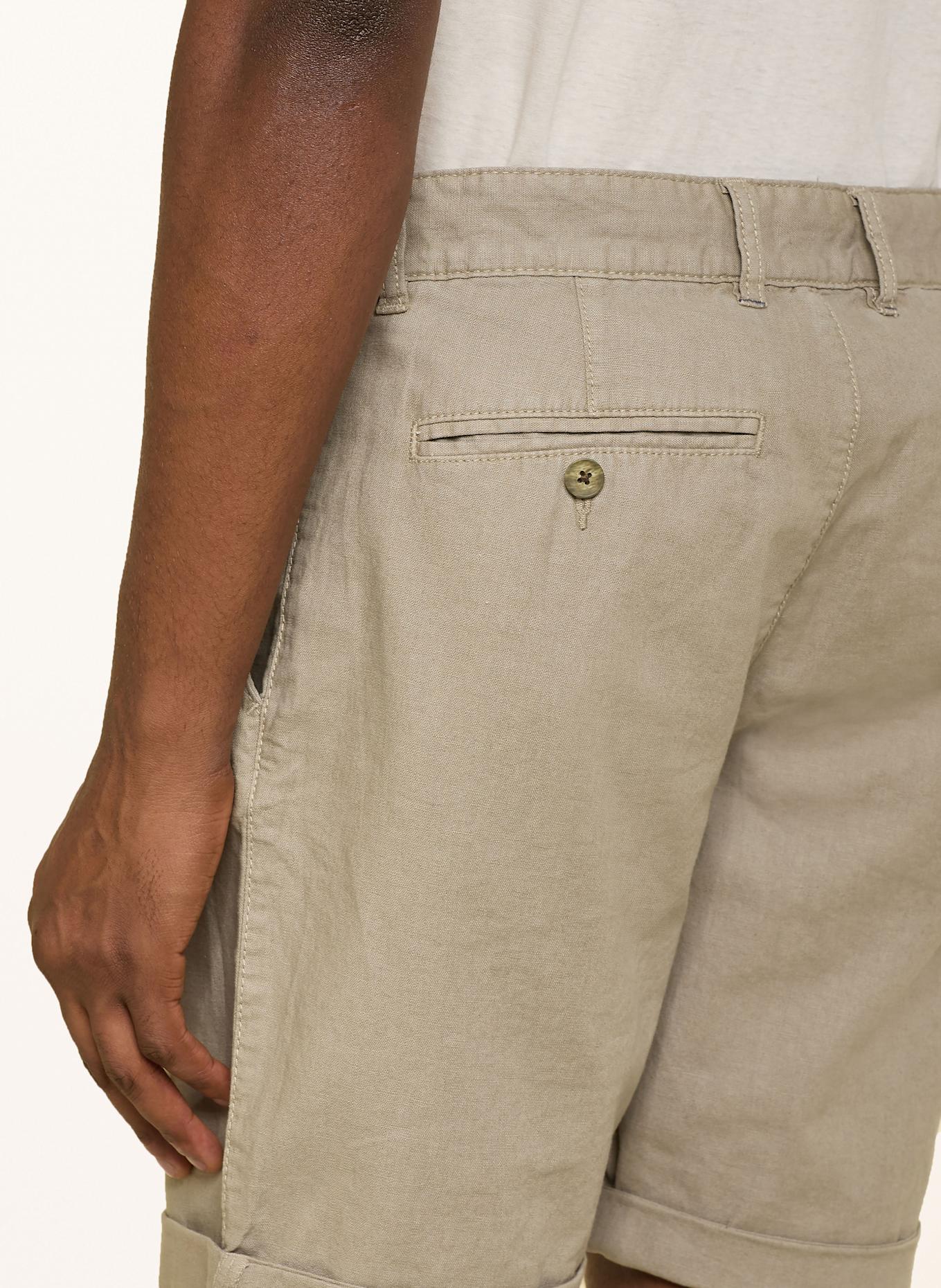STROKESMAN'S Chinoshorts Slim Fit mit Leinen: OLIV