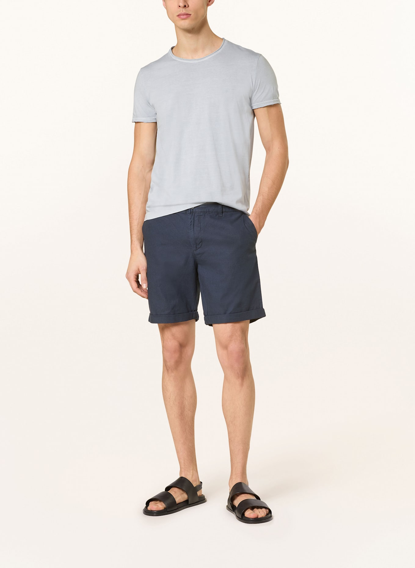 STROKESMAN'S Chinoshorts Slim Fit mit Leinen: DUNKELBLAU